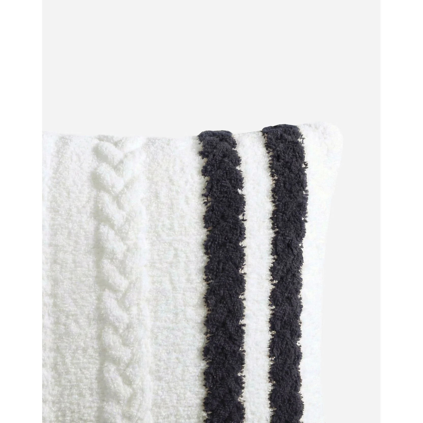 Sunday Citizen Snug Braided Throw Pillow with Stripe in Off White-Midnight ~ 20 x 20 - Image 3