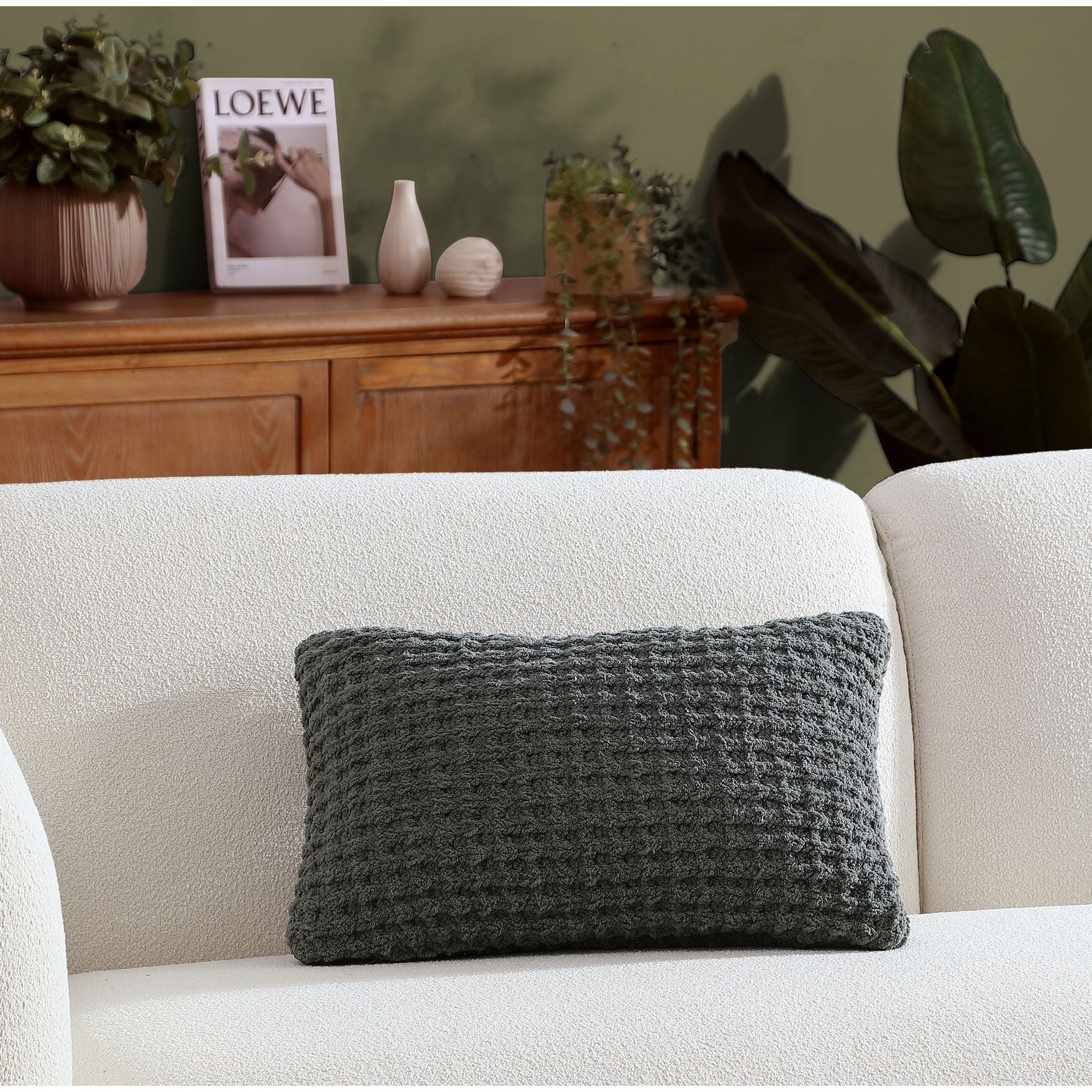Sunday Citizen Snug Waffle Mini Pillow in Granite ~ 18 x 12 - Image 4