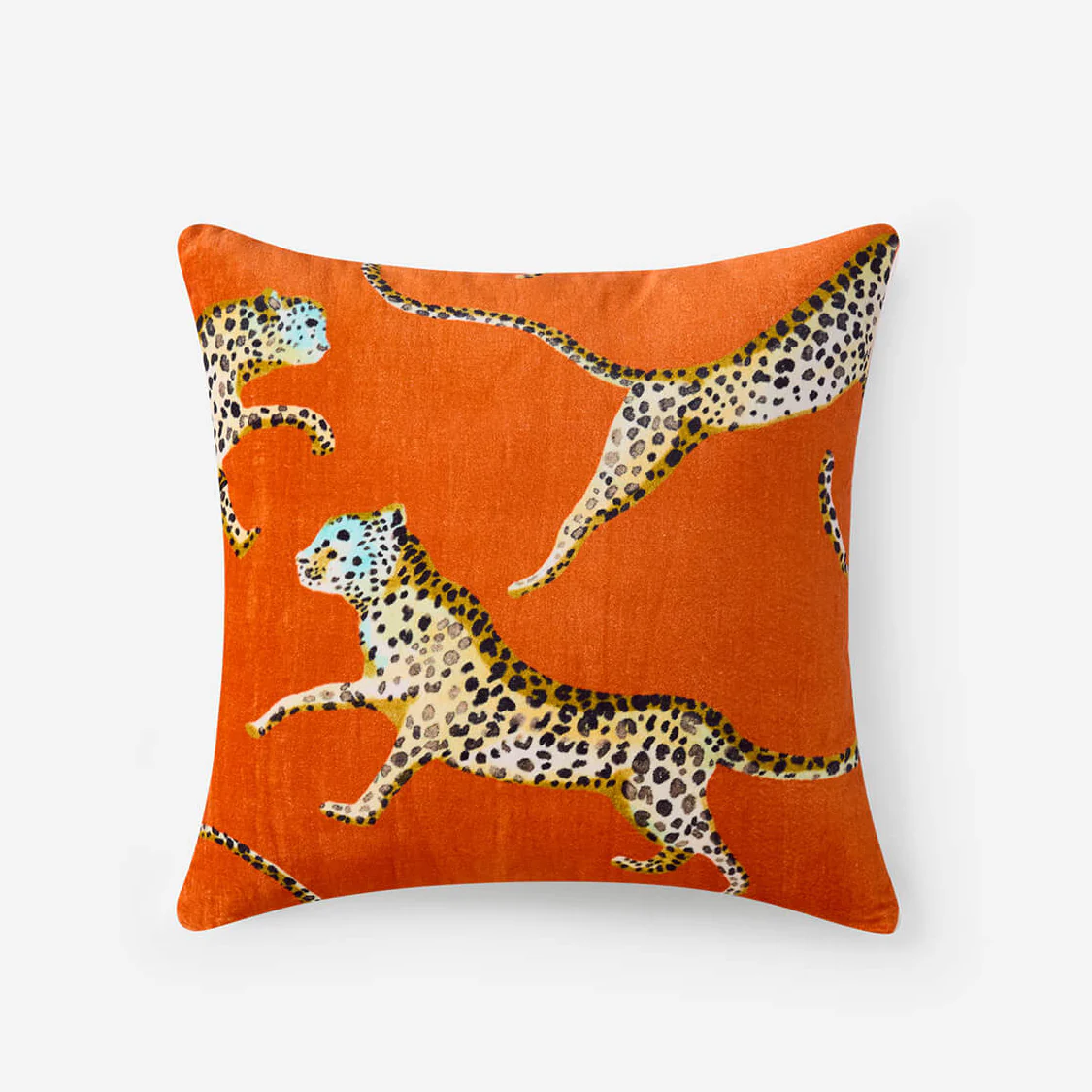 Sunday Citizen Velvet Leaping Small Leopard Throw Pillow ~ 20 x 20