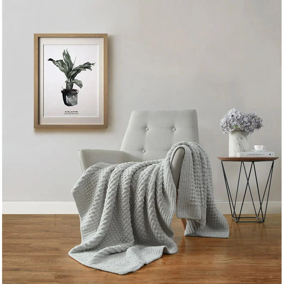 Sunday Citizen Waffle Lightweight Throw in Cloud Gray ~ 75 x 52 - Image 2