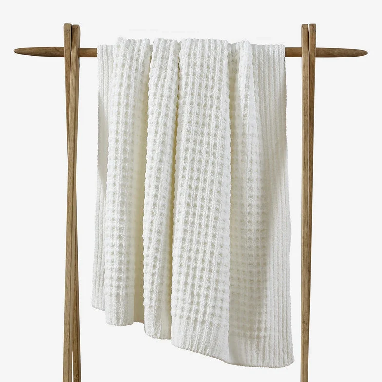 Sunday Citizen Waffle Lightweight Throw in Off White ~ 75 x 52