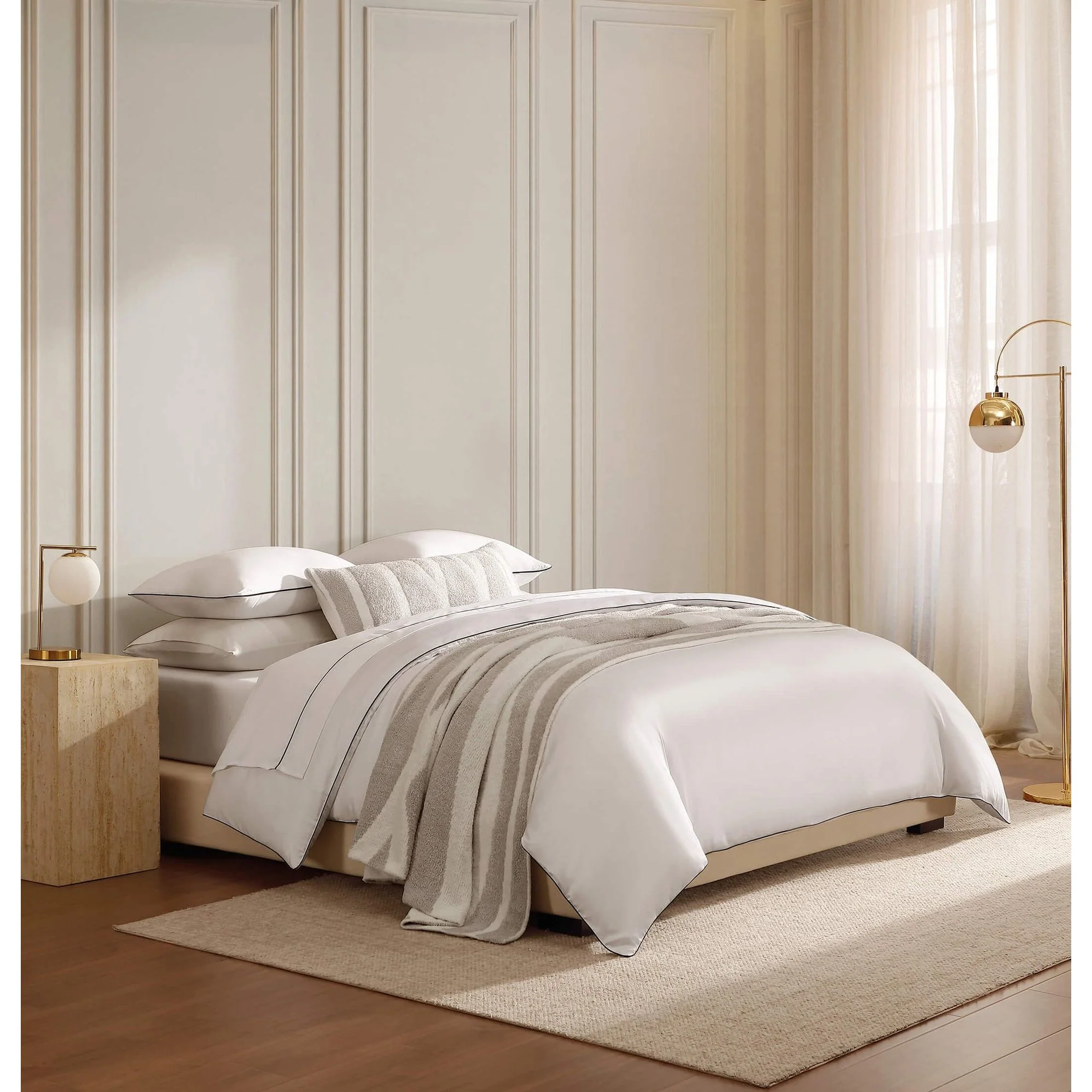 Sunday Citizen White Luxe Bamboo Sham Set with Black Piping ~ Available in King and Standard Sizes - Image 2