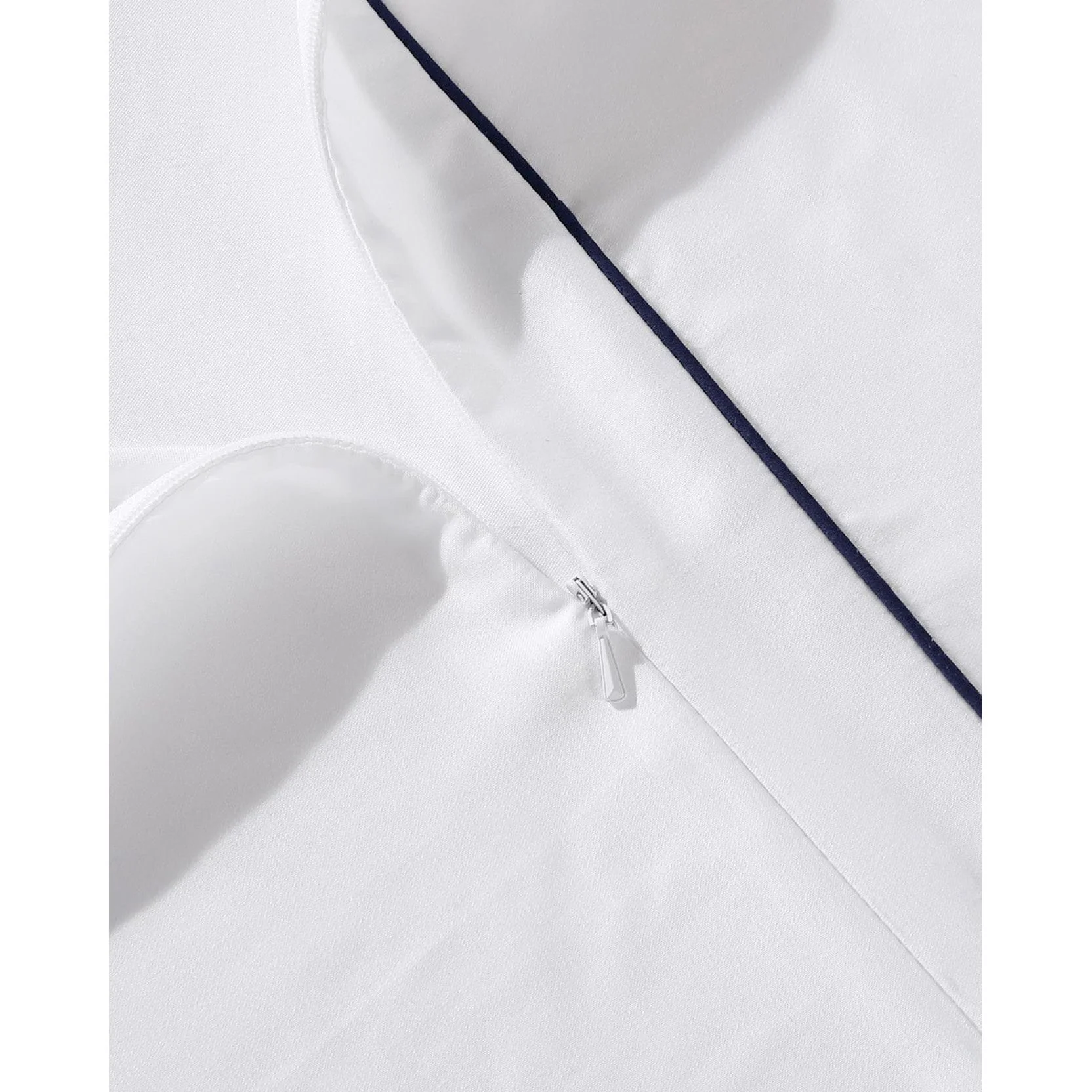Sunday Citizen White Luxe Bamboo Duvet Cover With Midnight Piping ~ Available in King and Queen Sizes - Image 2