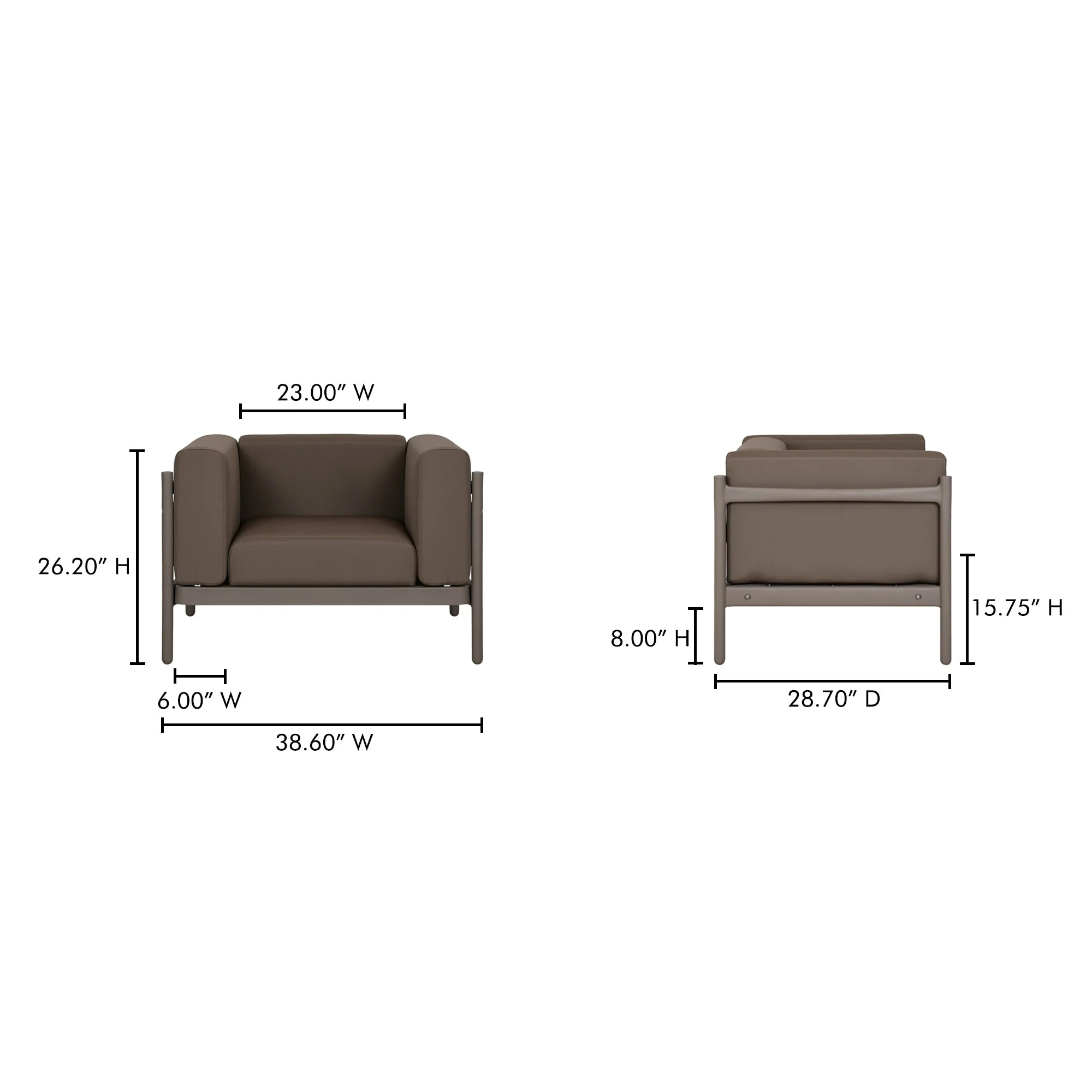 Moe's Home Collection Suri Grey Outdoor Lounge Chair - Image 7