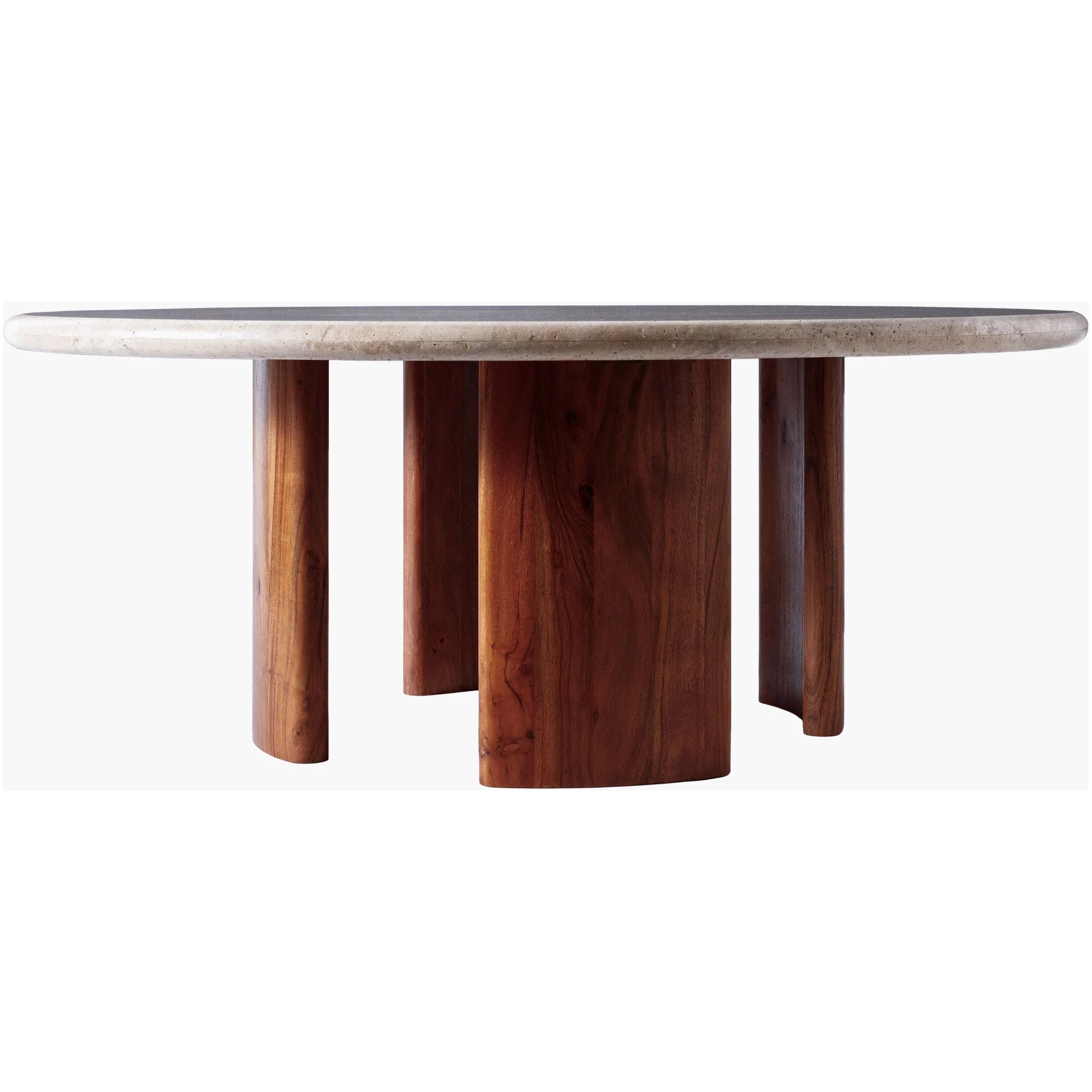 Surya Abacus Modern Travertine and Acacia Wood Coffee Table - Image 4