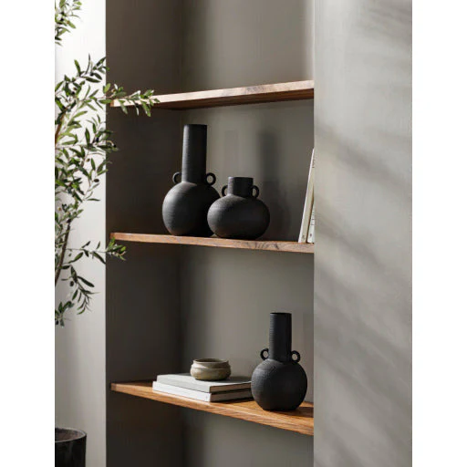 Surya Acanceh Collection Set of 3 Modern Black Ceramic Vases CCH-001 - Image 3