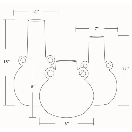 Surya Acanceh Collection Set of 3 Modern Black Ceramic Vases CCH-001 - Image 4