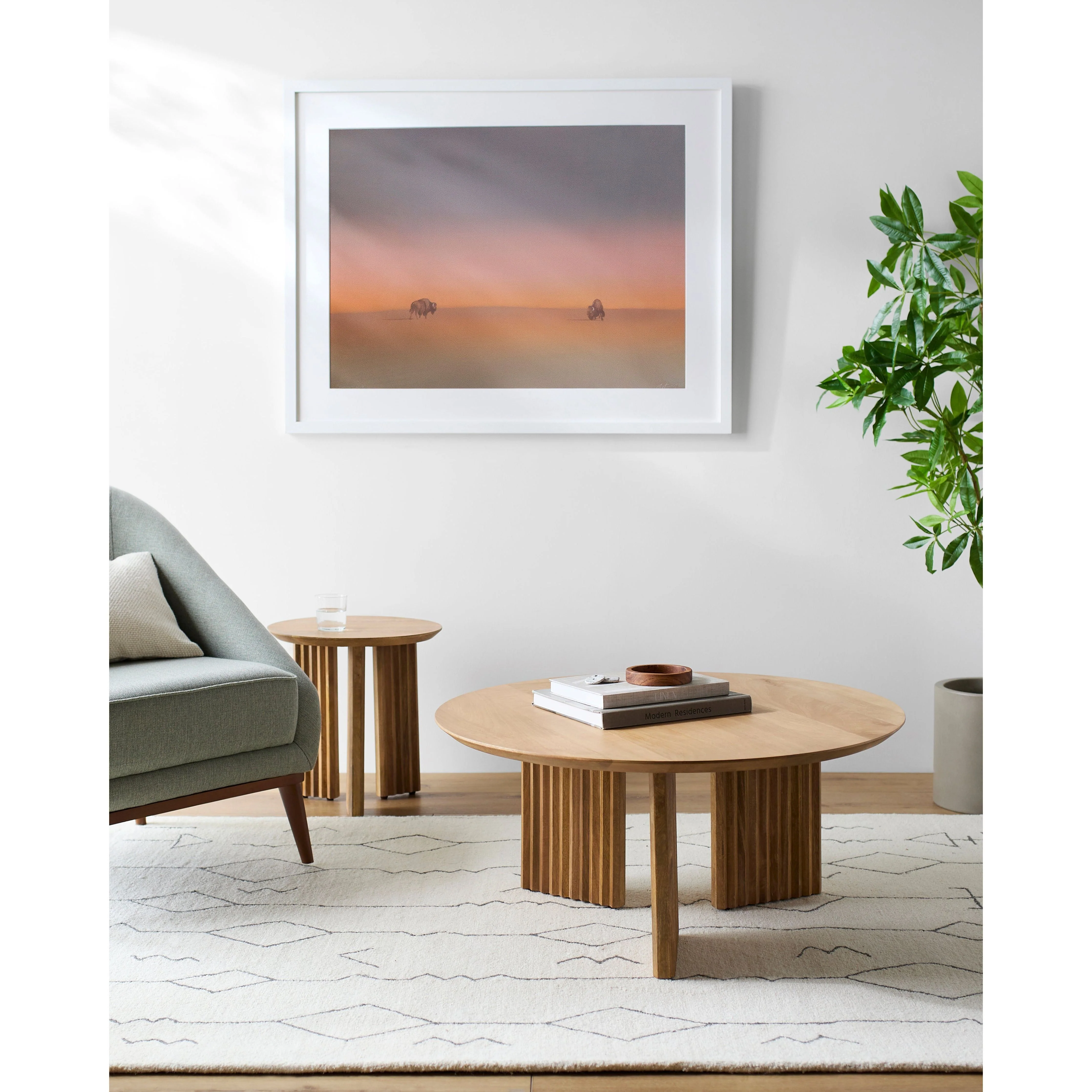 Surya Agnes Modern Natural Mango Wood Round Coffee Table - Image 3