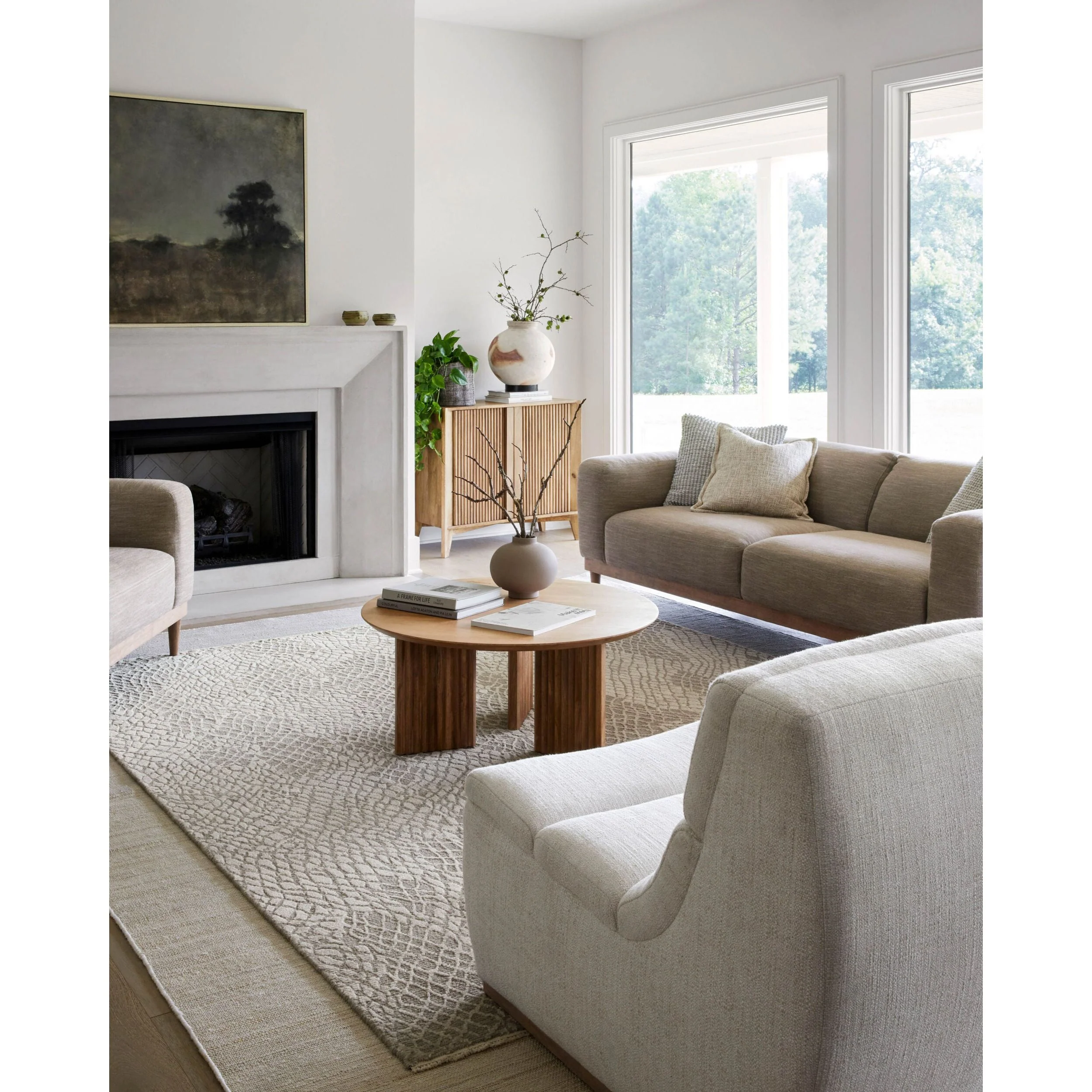 Surya Agnes Modern Natural Mango Wood Round Coffee Table - Image 4