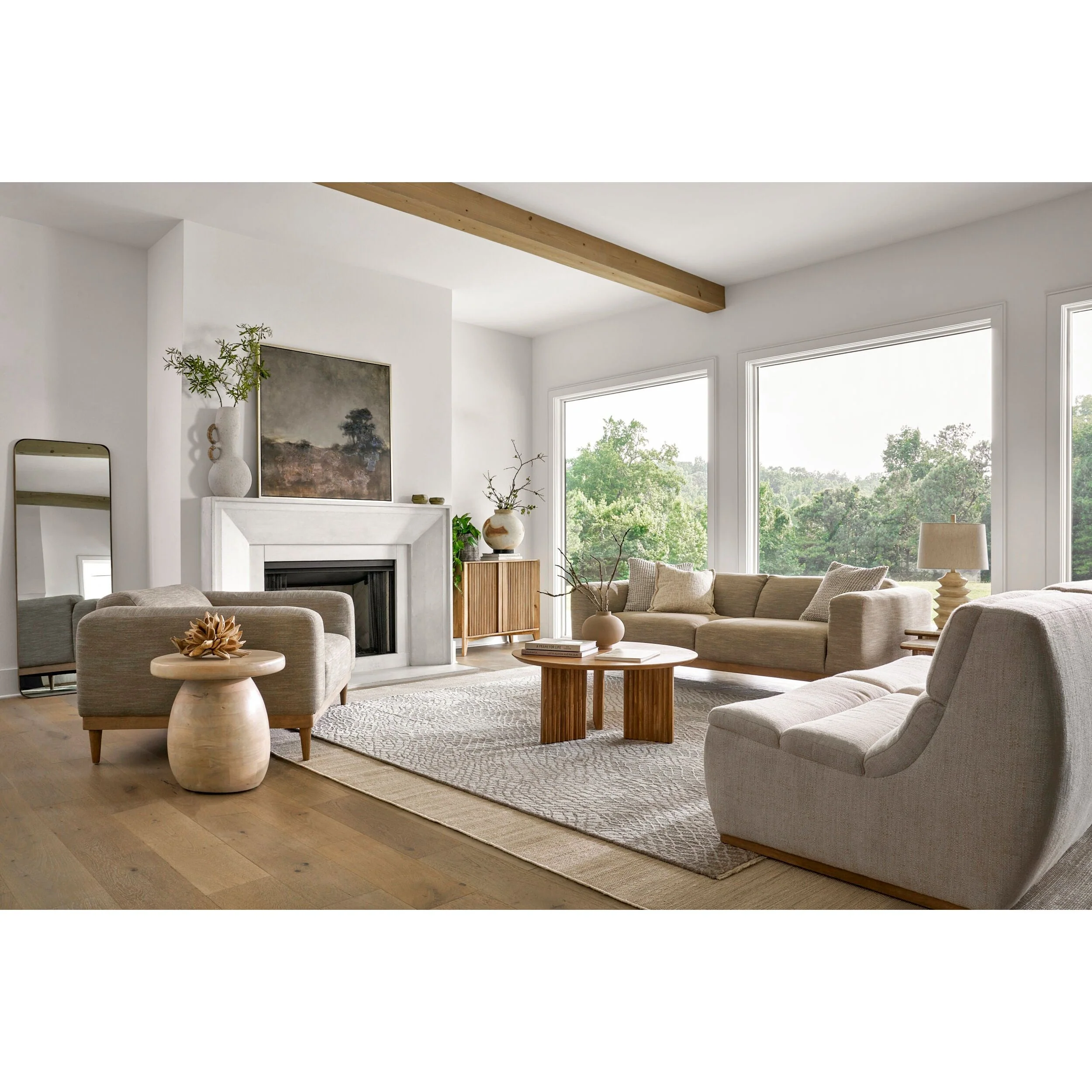 Surya Agnes Modern Natural Mango Wood Round Coffee Table - Image 6