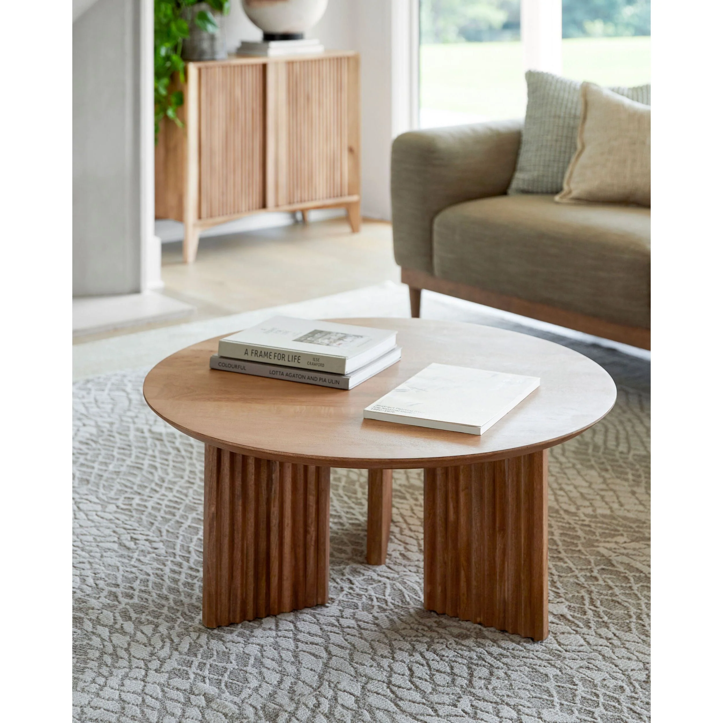 Surya Agnes Modern Natural Mango Wood Round Coffee Table - Image 7