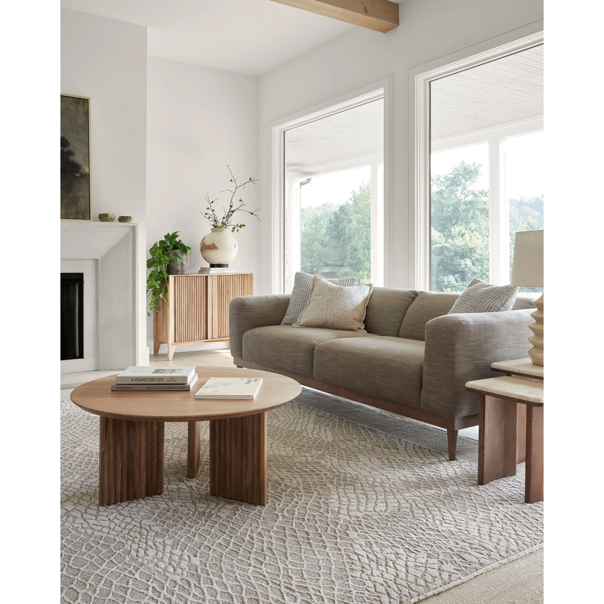 Surya Agnes Modern Natural Mango Wood Round Coffee Table - Image 8
