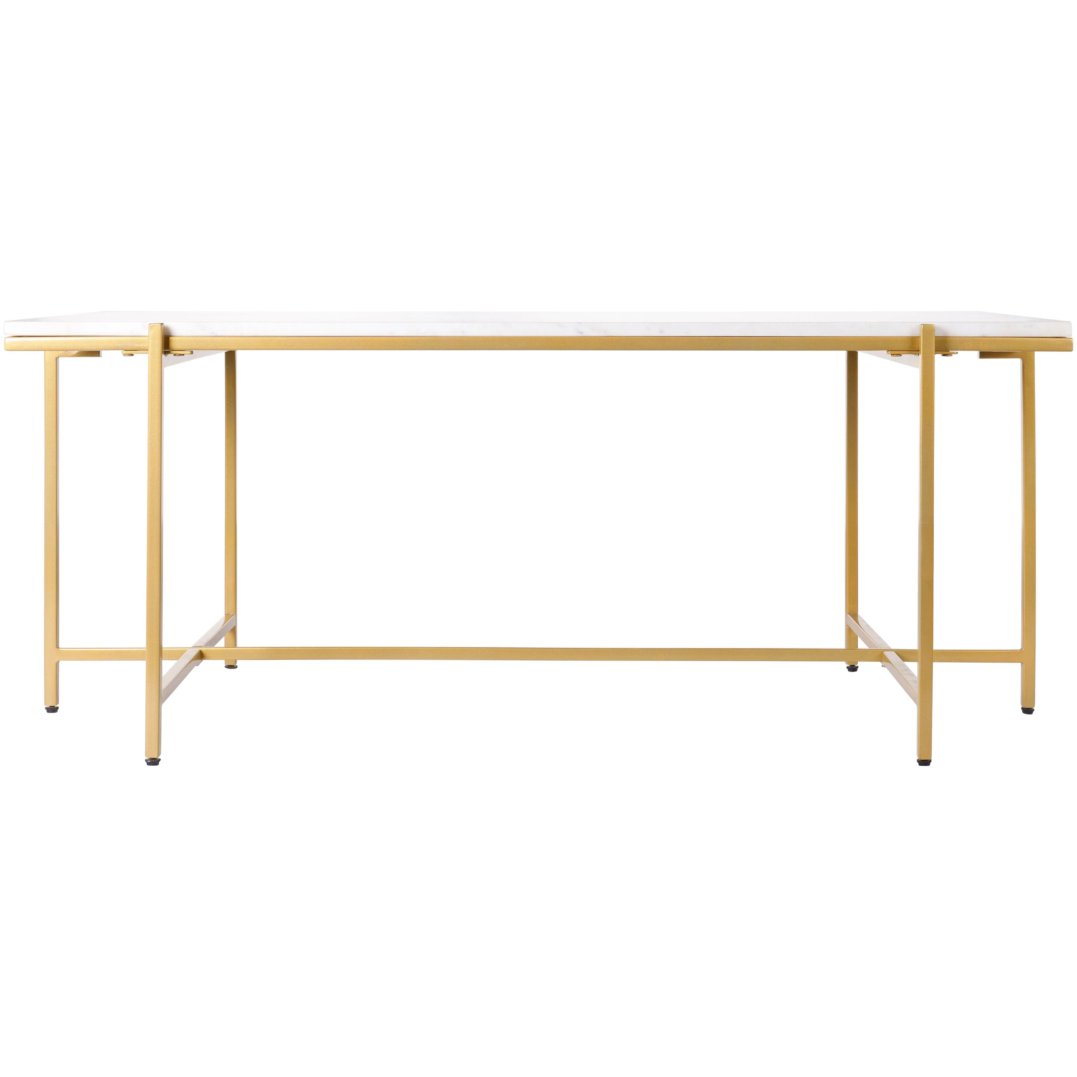 Surya Anaya Modern White Marble Top With Gold Metal Base Coffee Table ANA-007 - Image 3