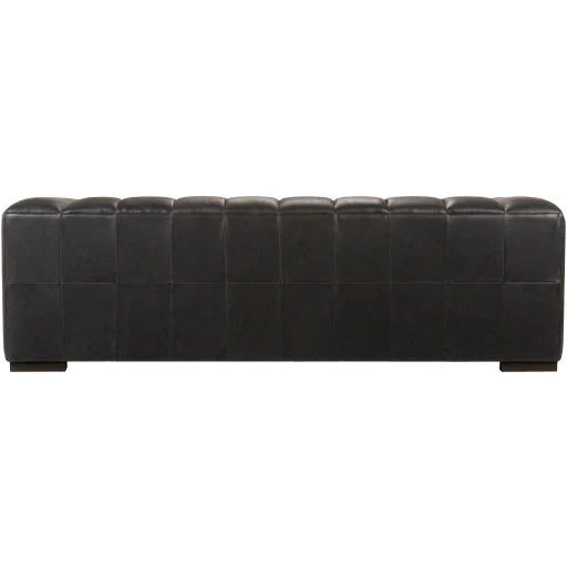 Surya Grenoble Modern Channeled Black Leather Sofa - Image 8
