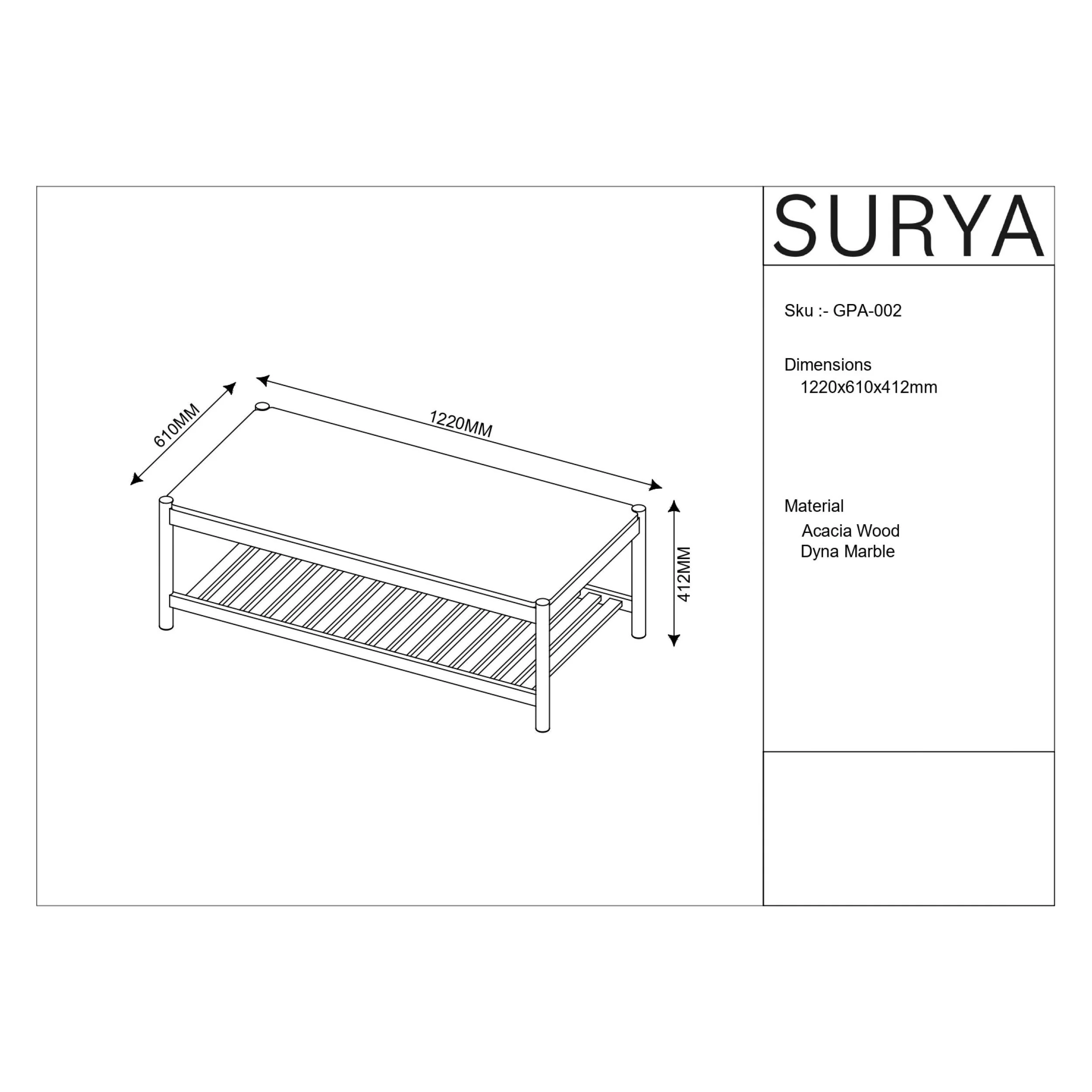 Surya Guapa Modern Cream Marble and Brushed Acacia Wood Coffee Table - Image 5