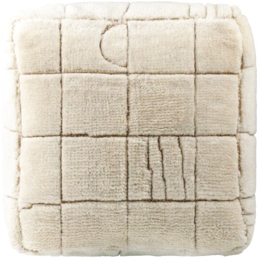 Surya Jakob Modern Hand Knotted Shag Pouf Ottoman JOPF-003 - Image 2