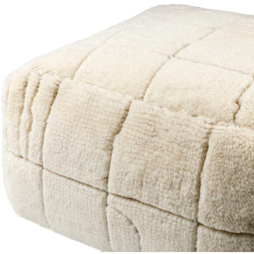 Surya Jakob Modern Hand Knotted Shag Pouf Ottoman JOPF-003 - Image 3