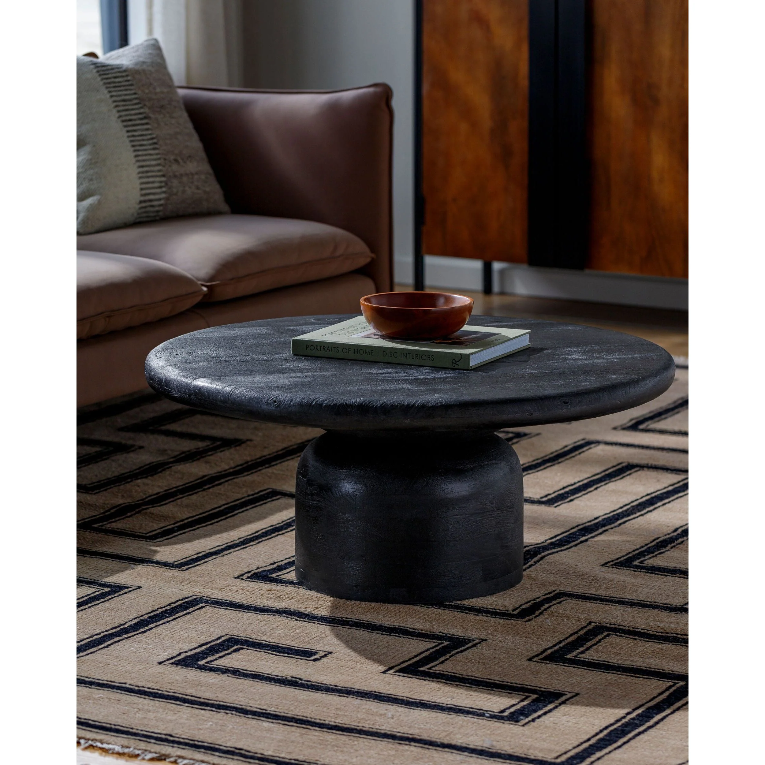 Surya Koben Modern Black Sandblasted Mango Wood Coffee Table - Image 3