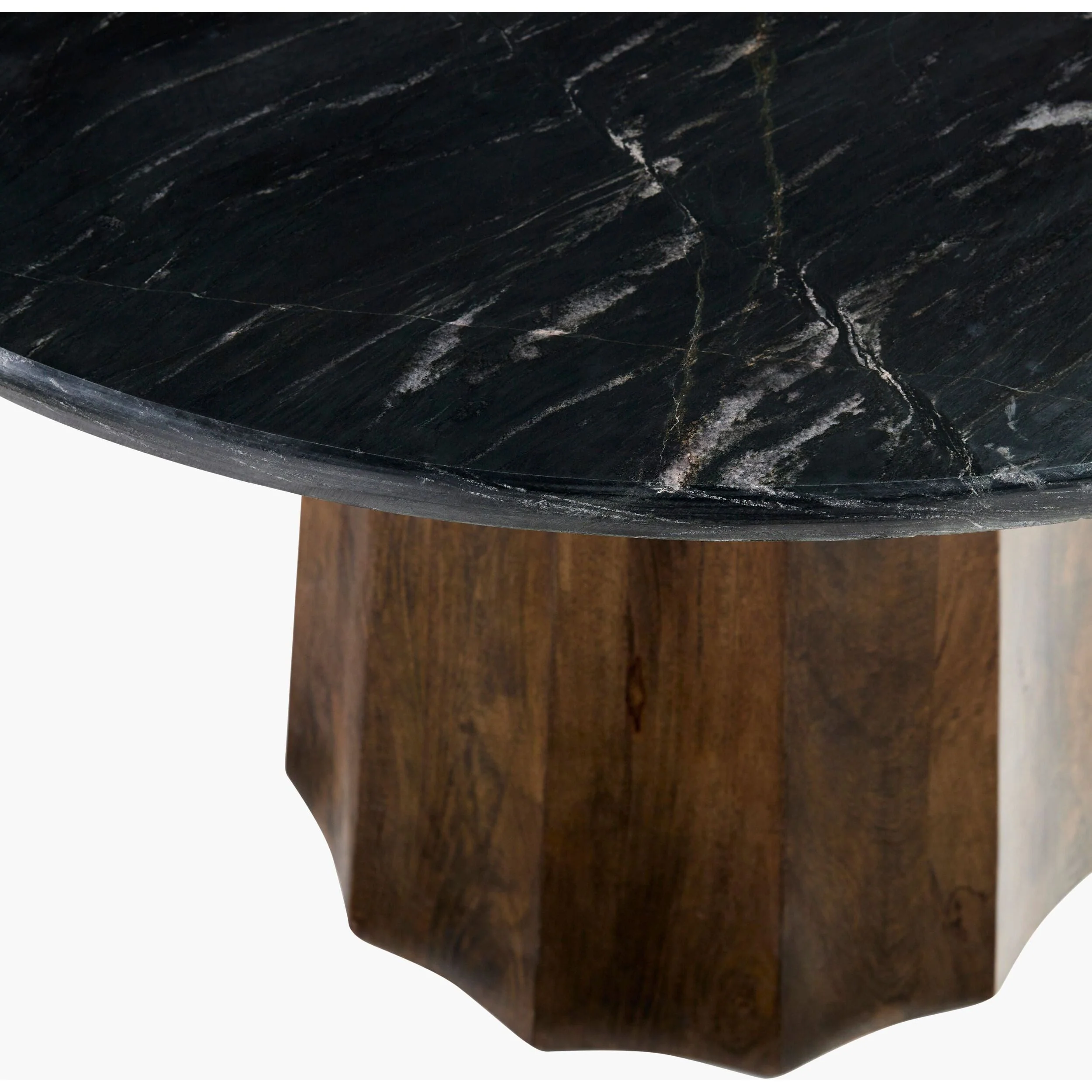 Surya Linus Modern Black Marble Top With Dark Mango Wood 47” Round Dining Table - Image 5