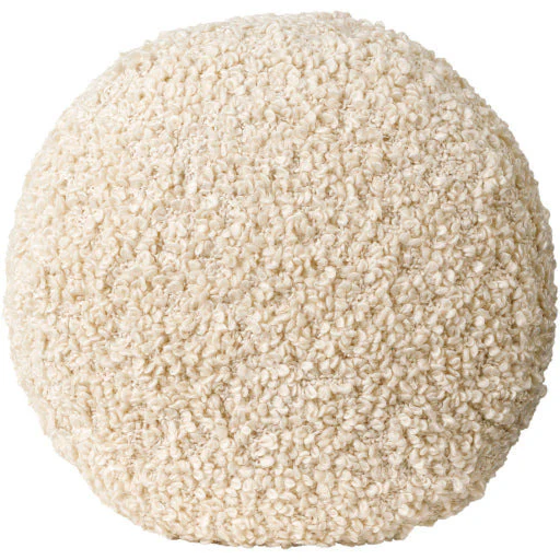 Surya Mohave Modern White Bouclé Round Pouf Ottoman MHPF-002 - Image 2