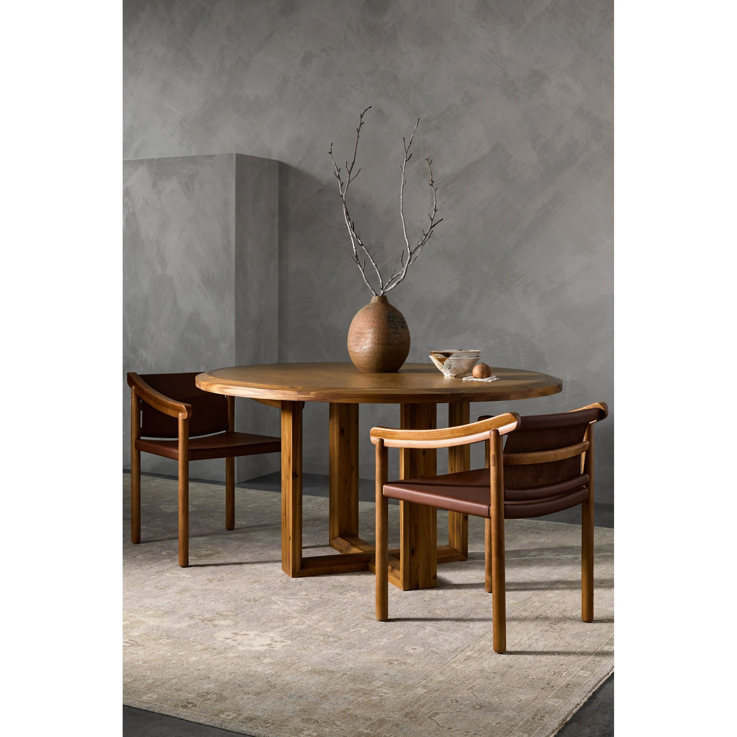 Surya Northbank Wheat Brushed Acacia Wood Round Dining Table - Image 3