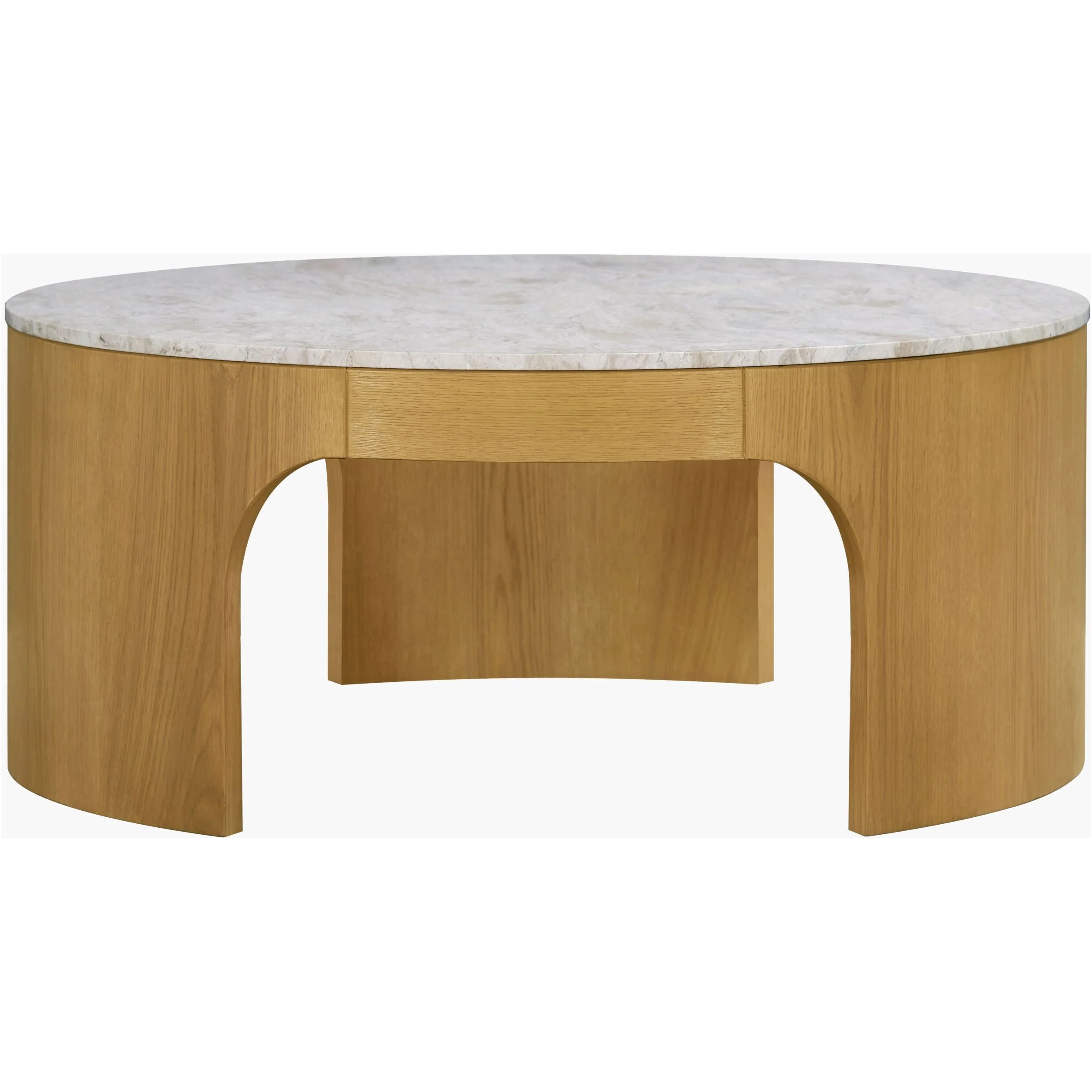Surya Planar Modern White Marble and Stained Oak Coffee Table - Image 2