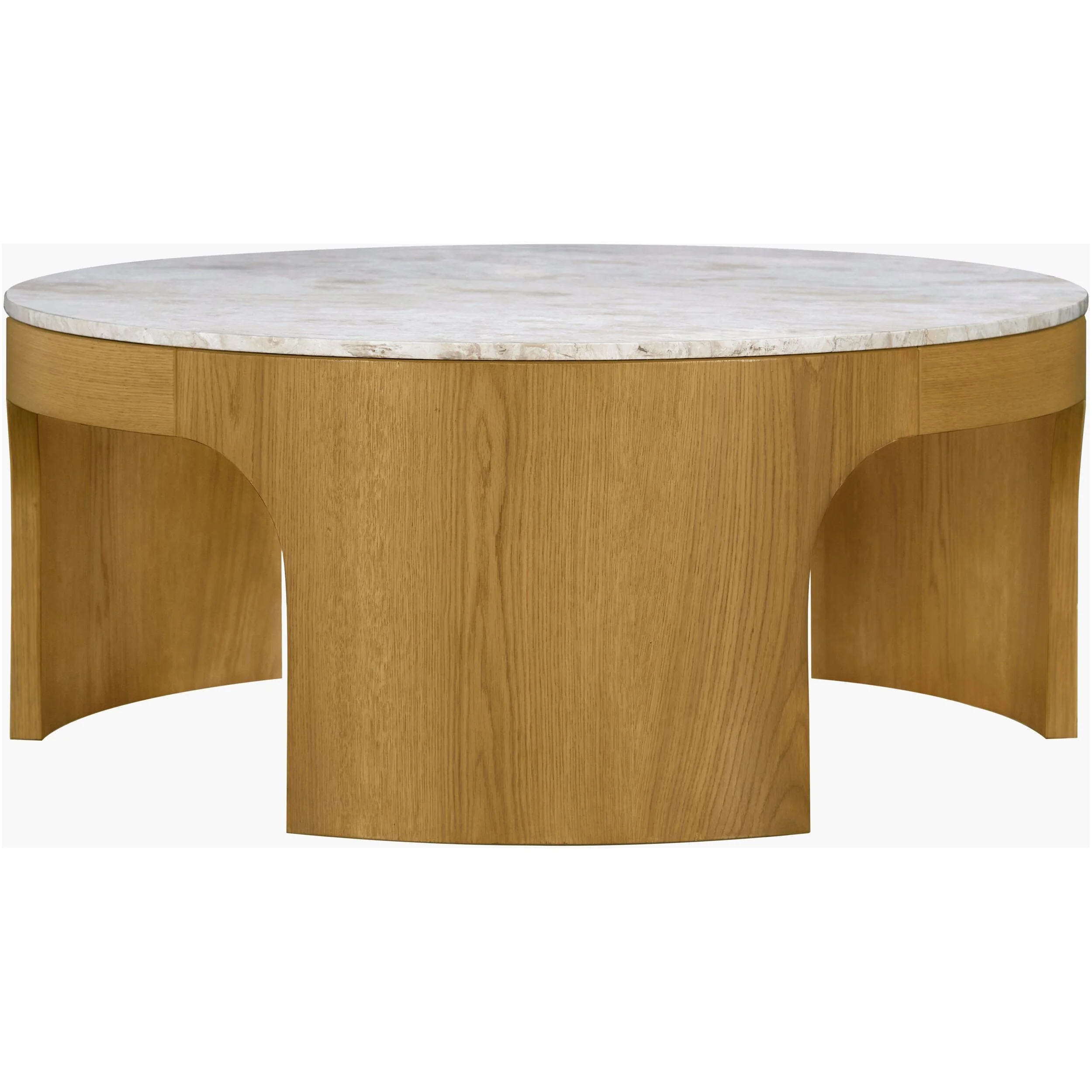 Surya Planar Modern White Marble and Stained Oak Coffee Table - Image 4