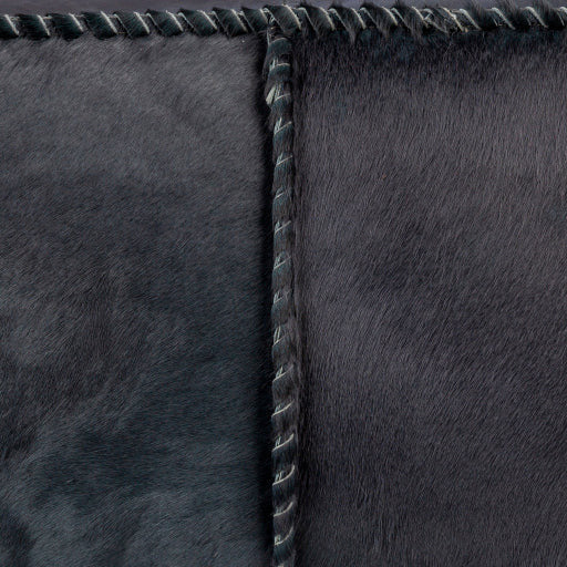 Surya Ranger Modern Hair On Hide Charcoal Gray Leather Pouf Ottoman RGPF-002 - Image 4