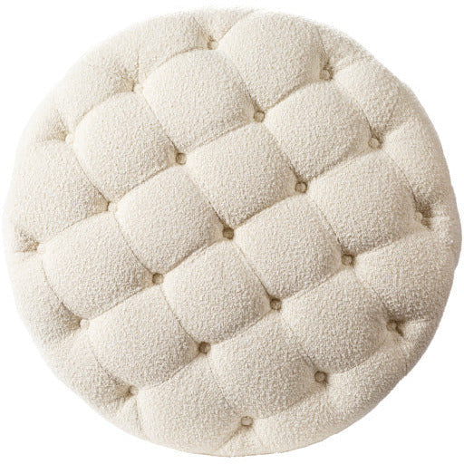Surya Round Tufted Ottoman | Ferrand Modern Cream Boucle FRD-002 - Image 4