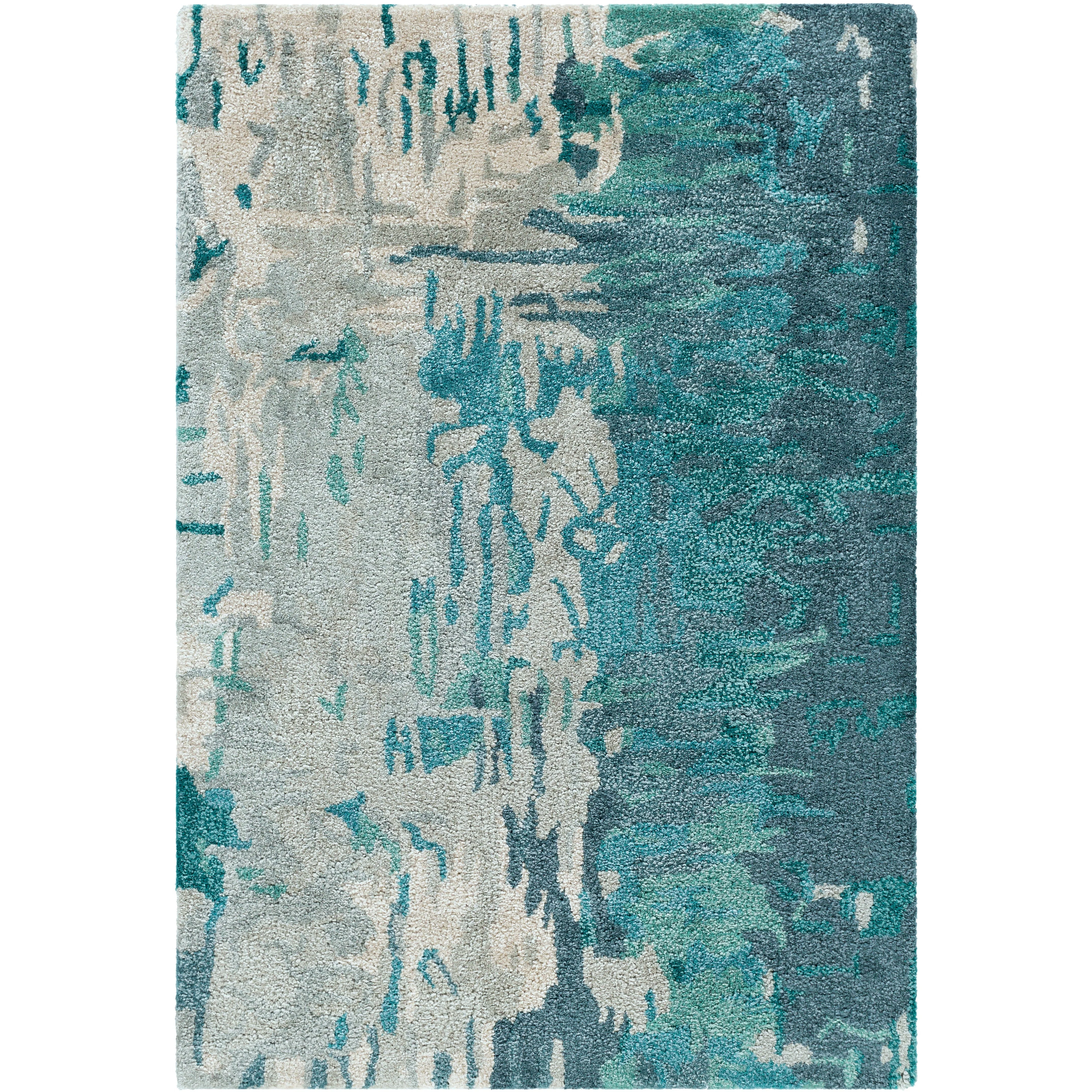 Surya Rugs Banshee Collection Blue, Sage, Light Gray & Off White Area Rug BAN-3343