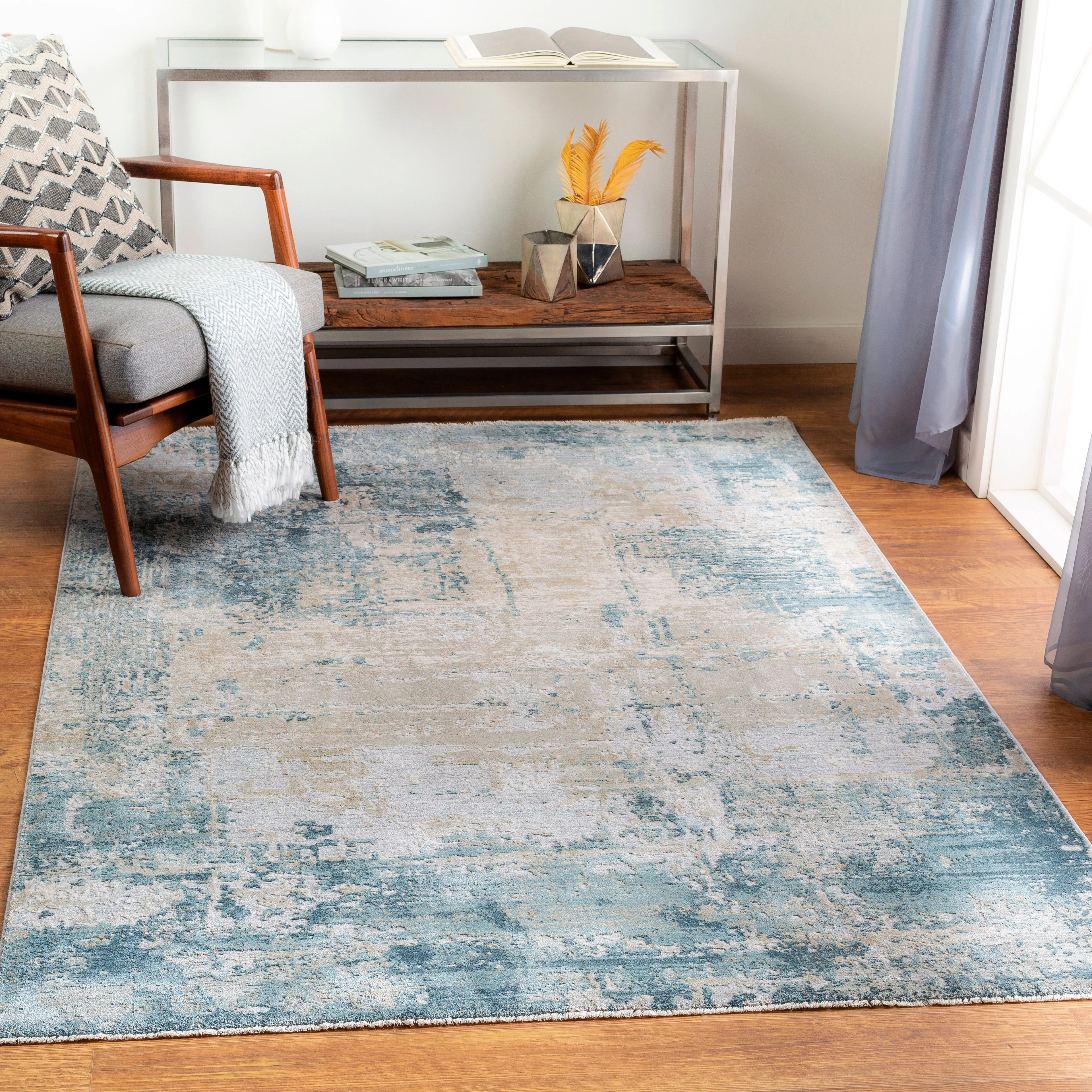 Surya Rugs Brunswick Collection Dusty Sage, Light Gray, Olive, Pale Blue, Taupe, Teal, White & Navy Area Rug BWK-2302 - Image 2