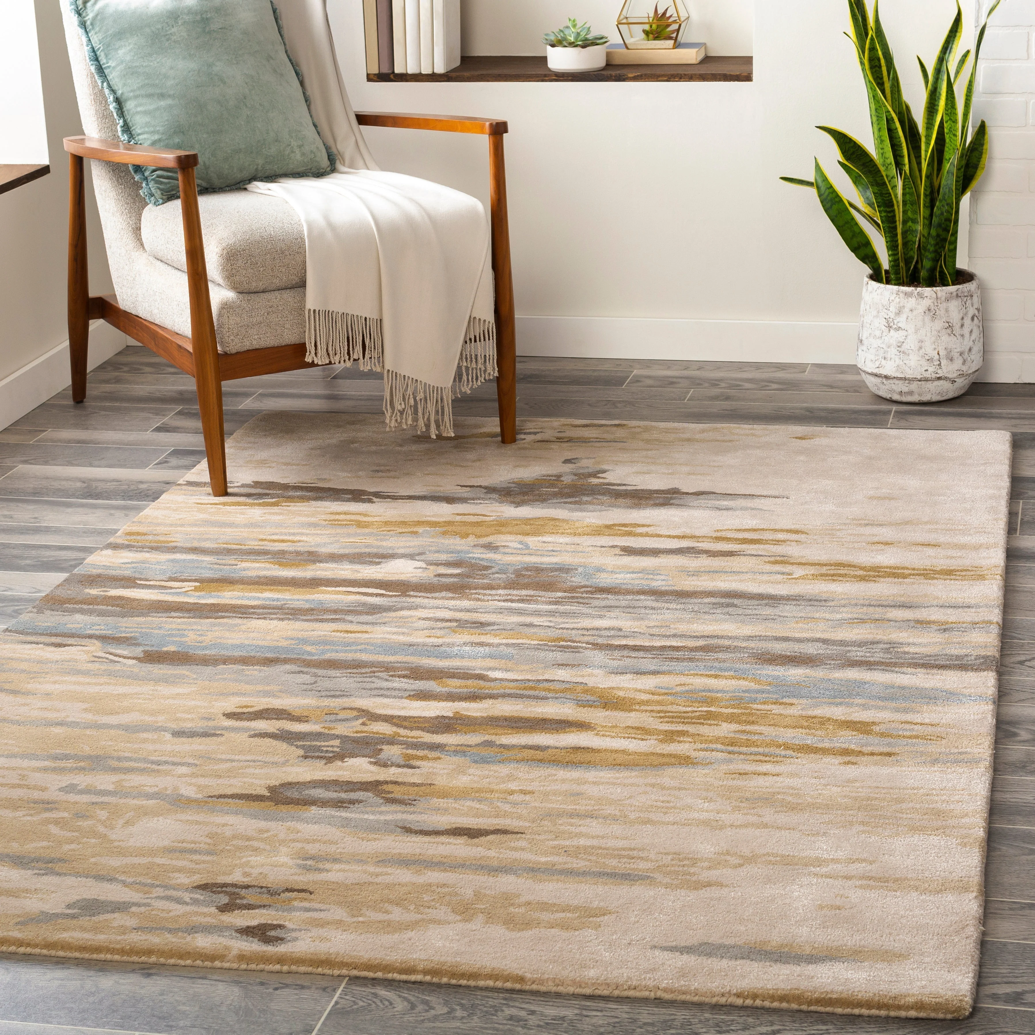 Surya Rugs Kavita Collection Light Beige, Gray, Brown & Blue Area Rug KVT-2301