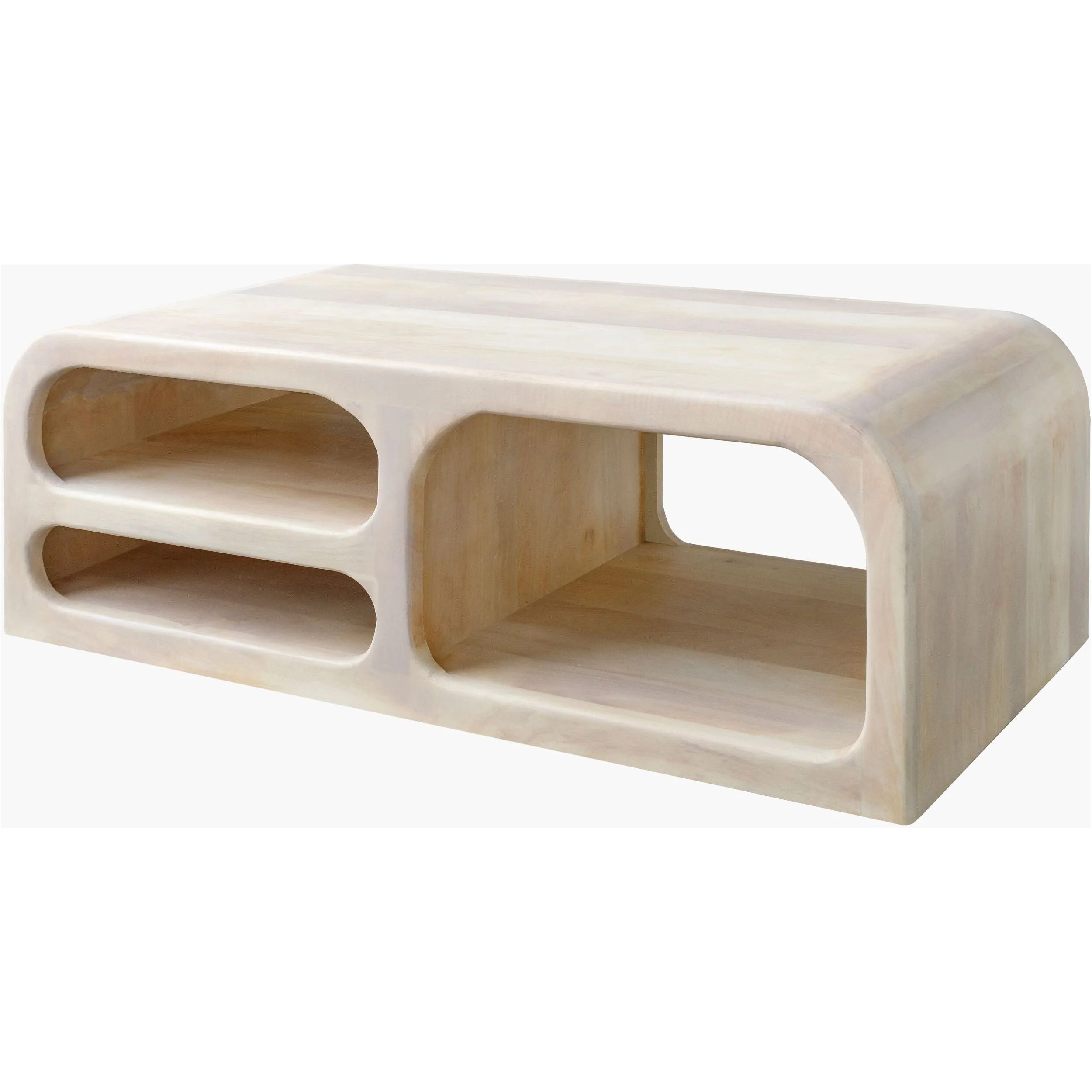 Surya Tana Modern Ivory Washed Mango Wood Coffee Table - Image 2