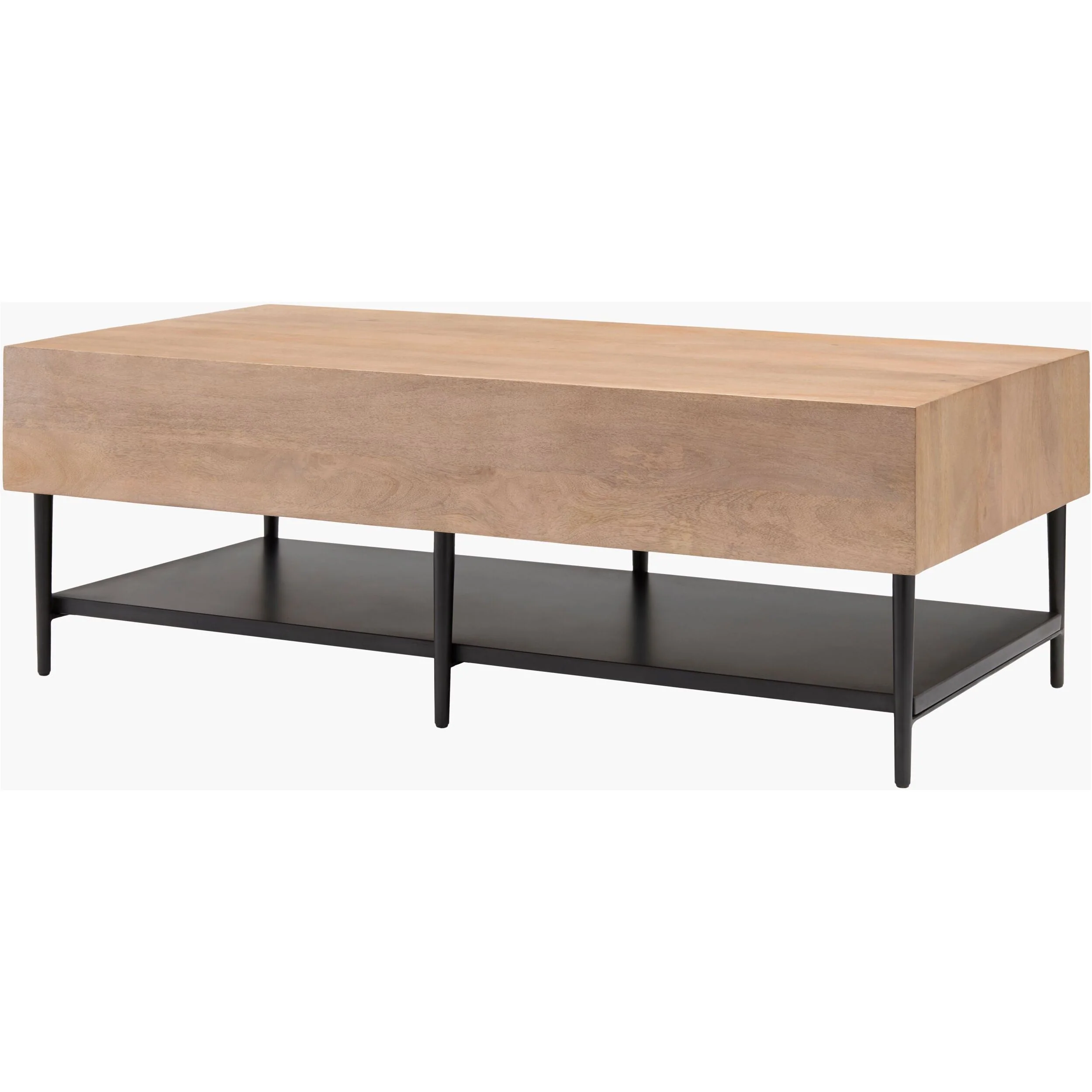 Surya Timo Modern Mango Wood and Iron Coffee Table - Image 2