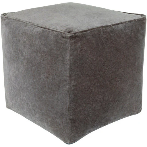 Surya Modern Gray Cotton Velvet Pouf Ottoman CVPF-022