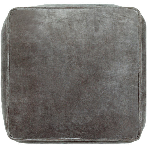 Surya Modern Gray Cotton Velvet Pouf Ottoman CVPF-022 - Image 2
