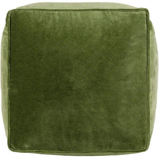 Surya Modern Olive Green Cotton Velvet Pouf Ottoman CVPF-018 - Image 2