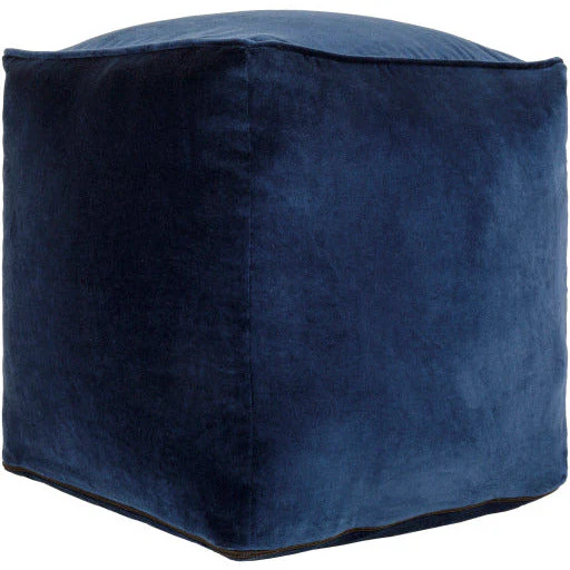 Surya Modern Blue Cotton Velvet Pouf Ottoman CVPF-019 - Image 4
