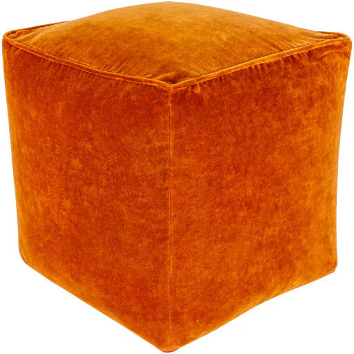 Surya Modern Orange Cotton Velvet Pouf Ottoman CVPF-020 - Image 2