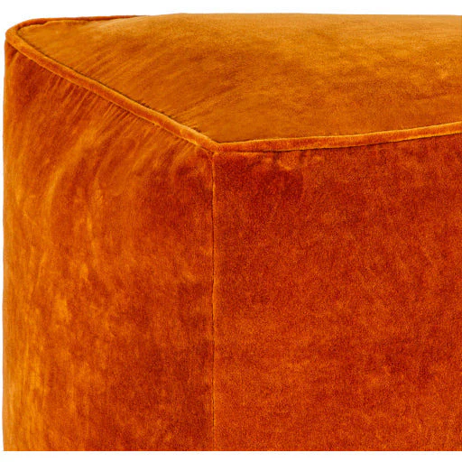 Surya Modern Orange Cotton Velvet Pouf Ottoman CVPF-020 - Image 4