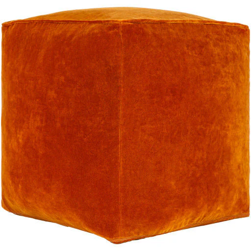 Surya Modern Orange Cotton Velvet Pouf Ottoman CVPF-020 - Image 5