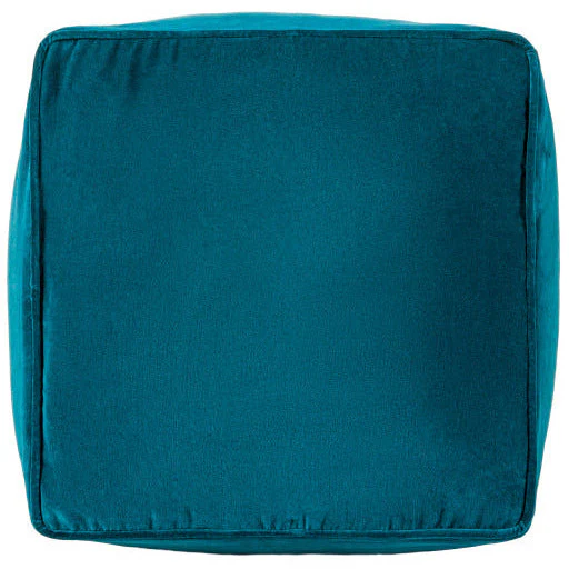 Surya Modern Teal Blue Cotton Velvet Pouf Ottoman CVPF-021 - Image 5