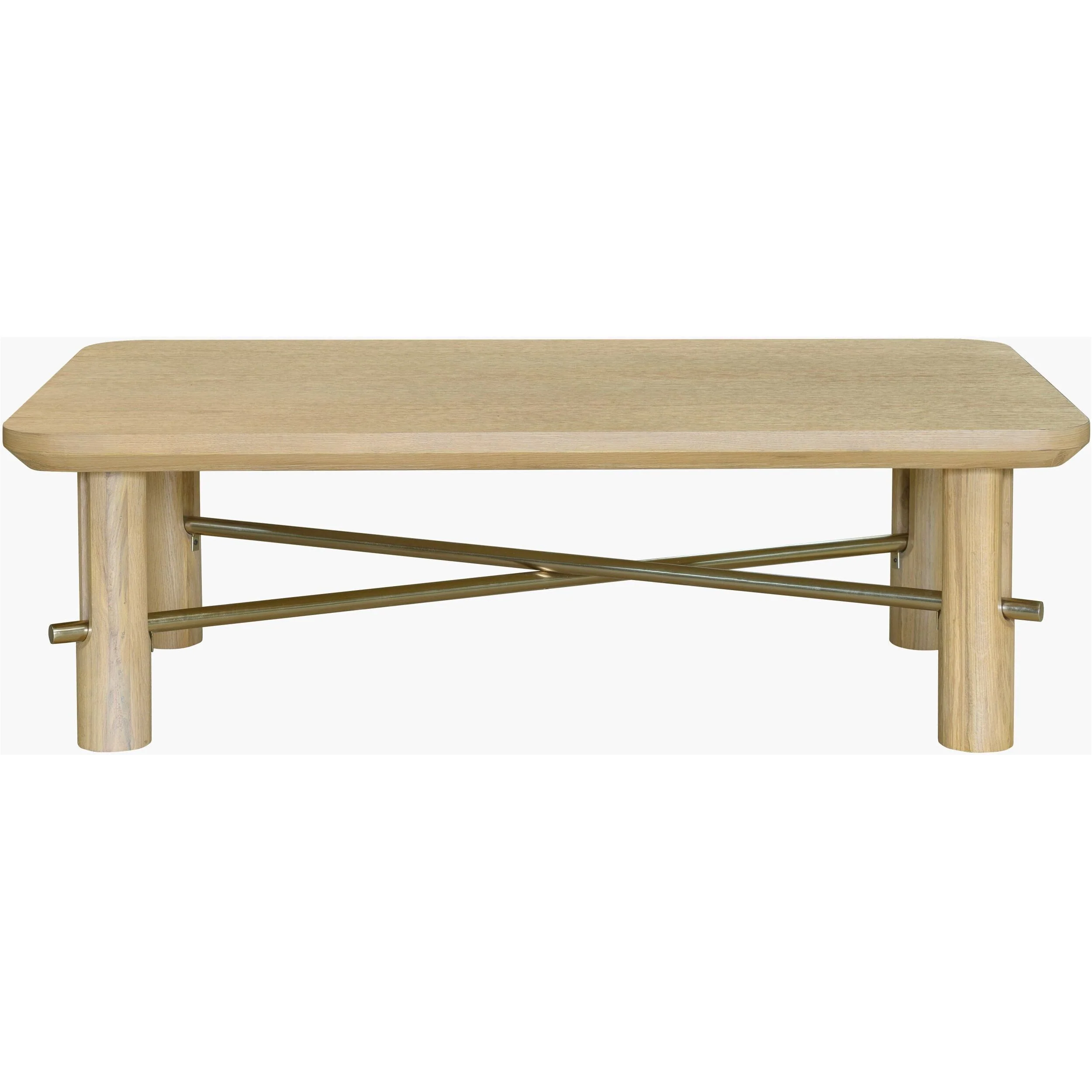 Surya Valdo Modern Natural Oak and Brass Coffee Table - Image 3