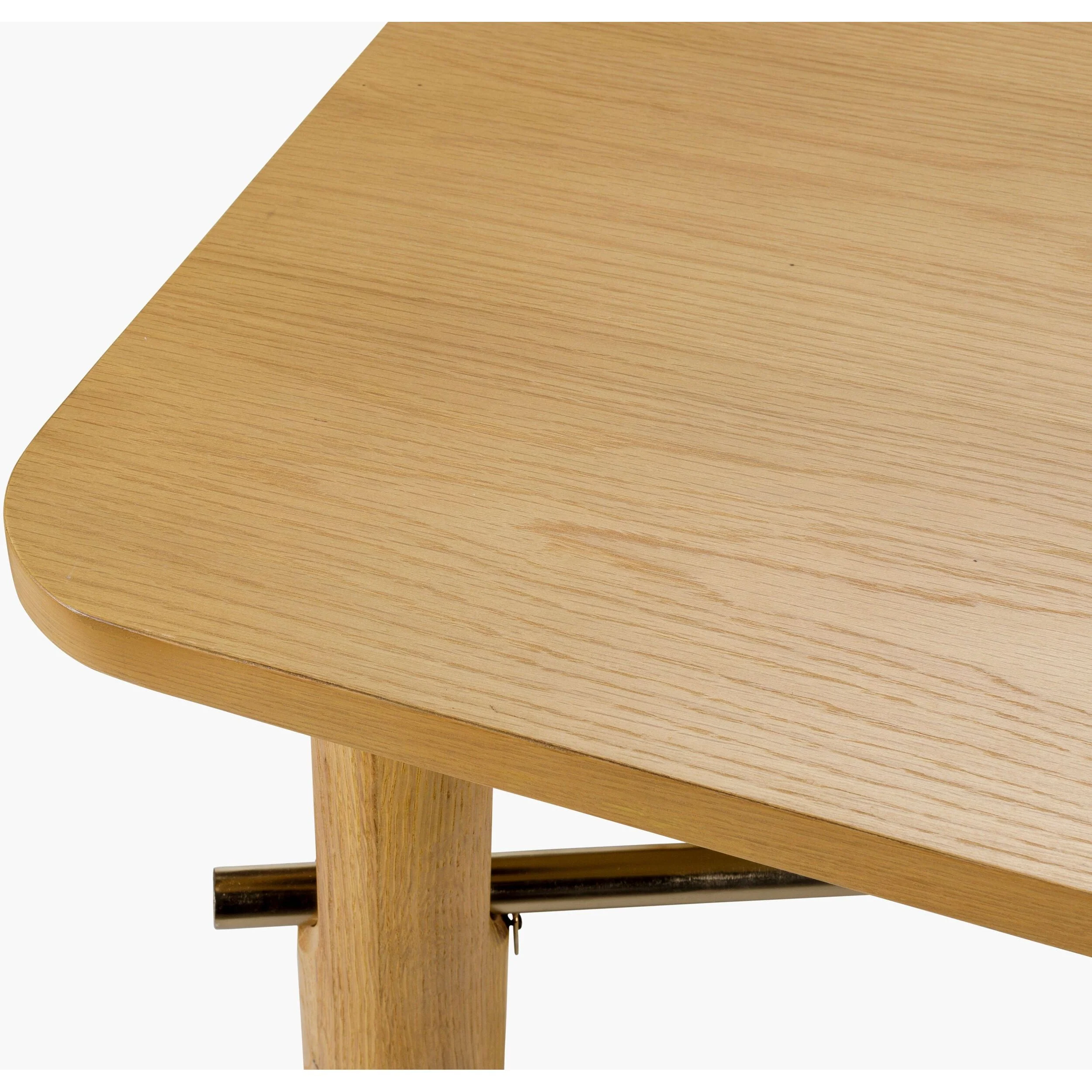 Surya Valdo Modern Natural Oak and Brass Coffee Table - Image 4
