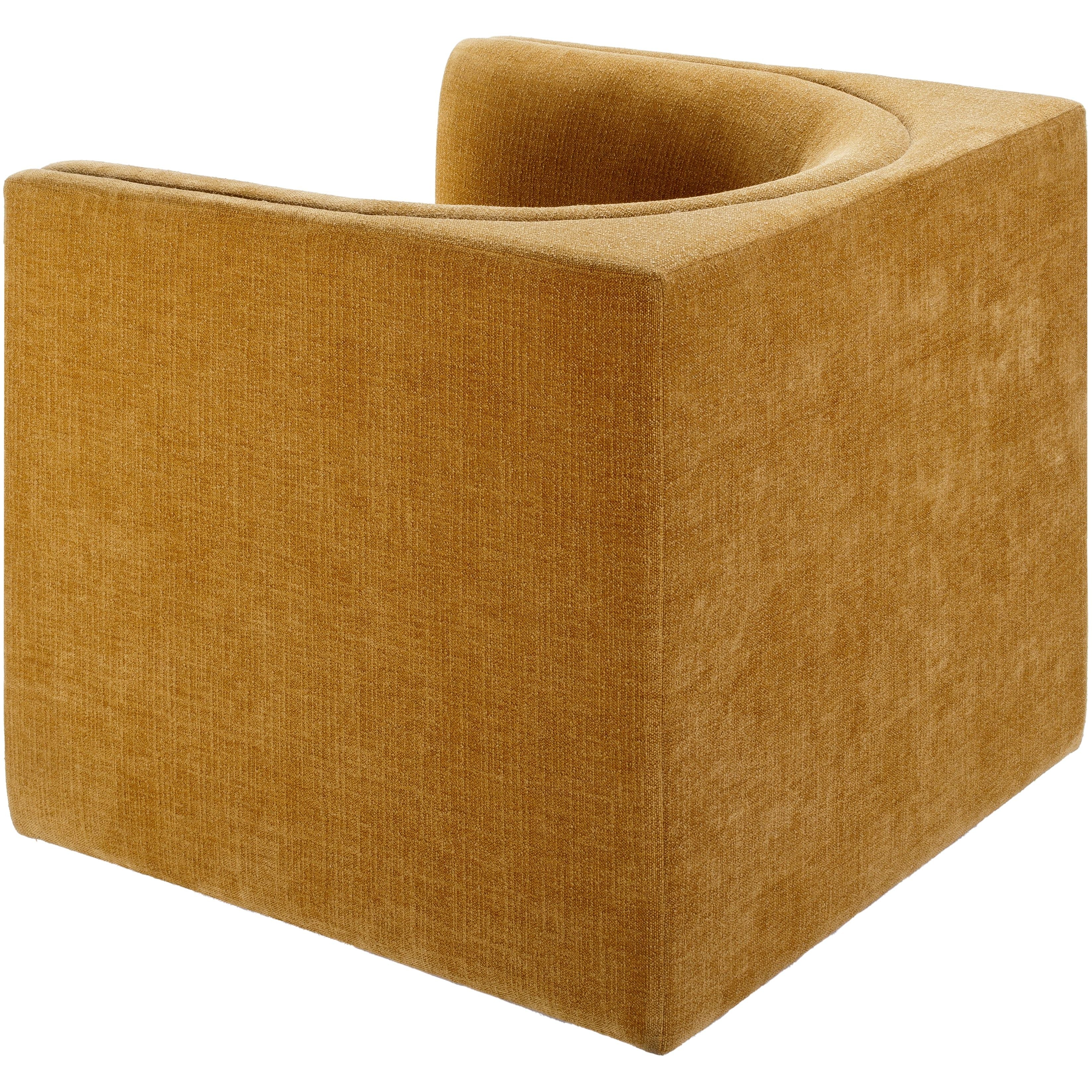 Surya Vivienne Modern Mustard Chenille Swivel Chair - Image 4