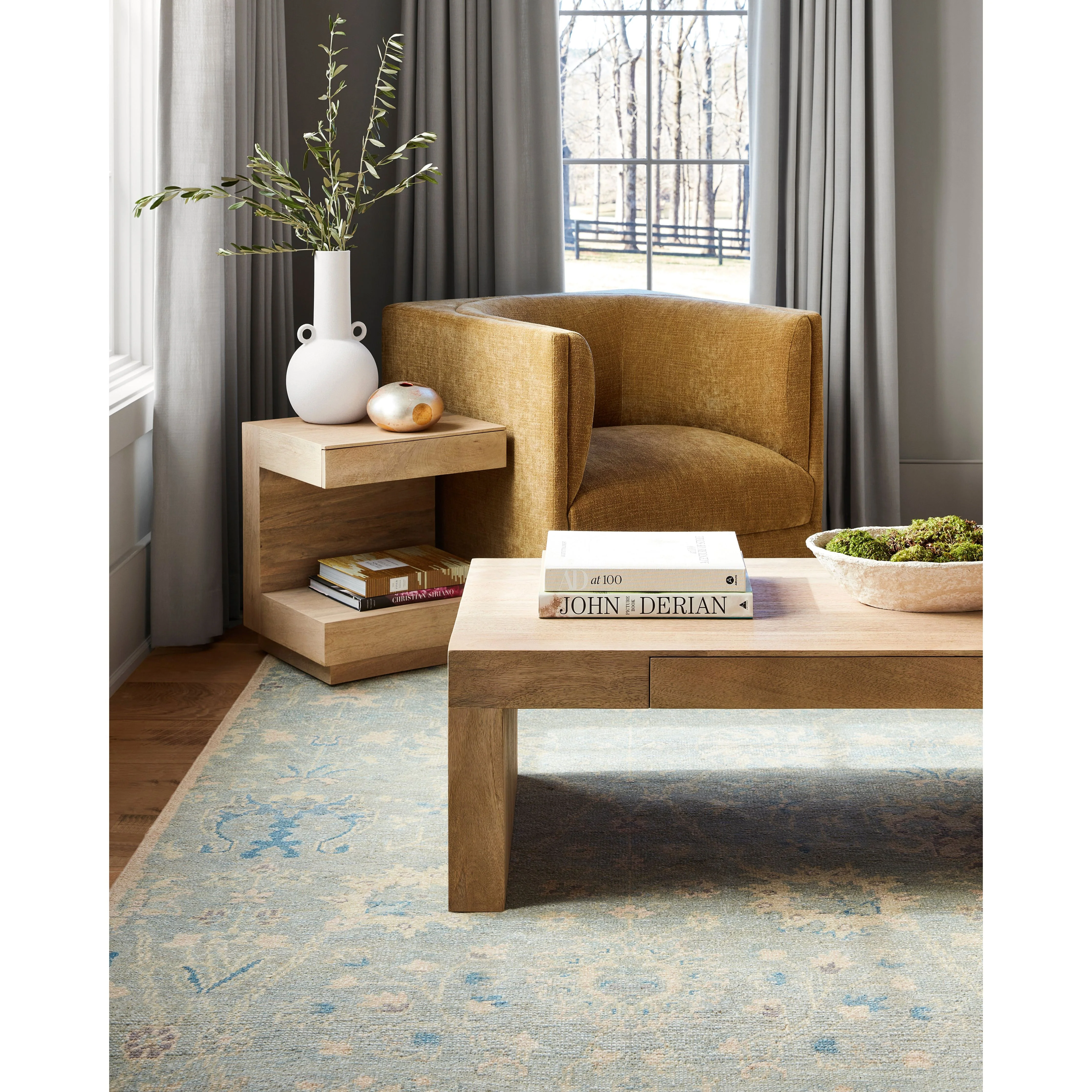 Surya Vivienne Modern Mustard Chenille Swivel Chair - Image 6