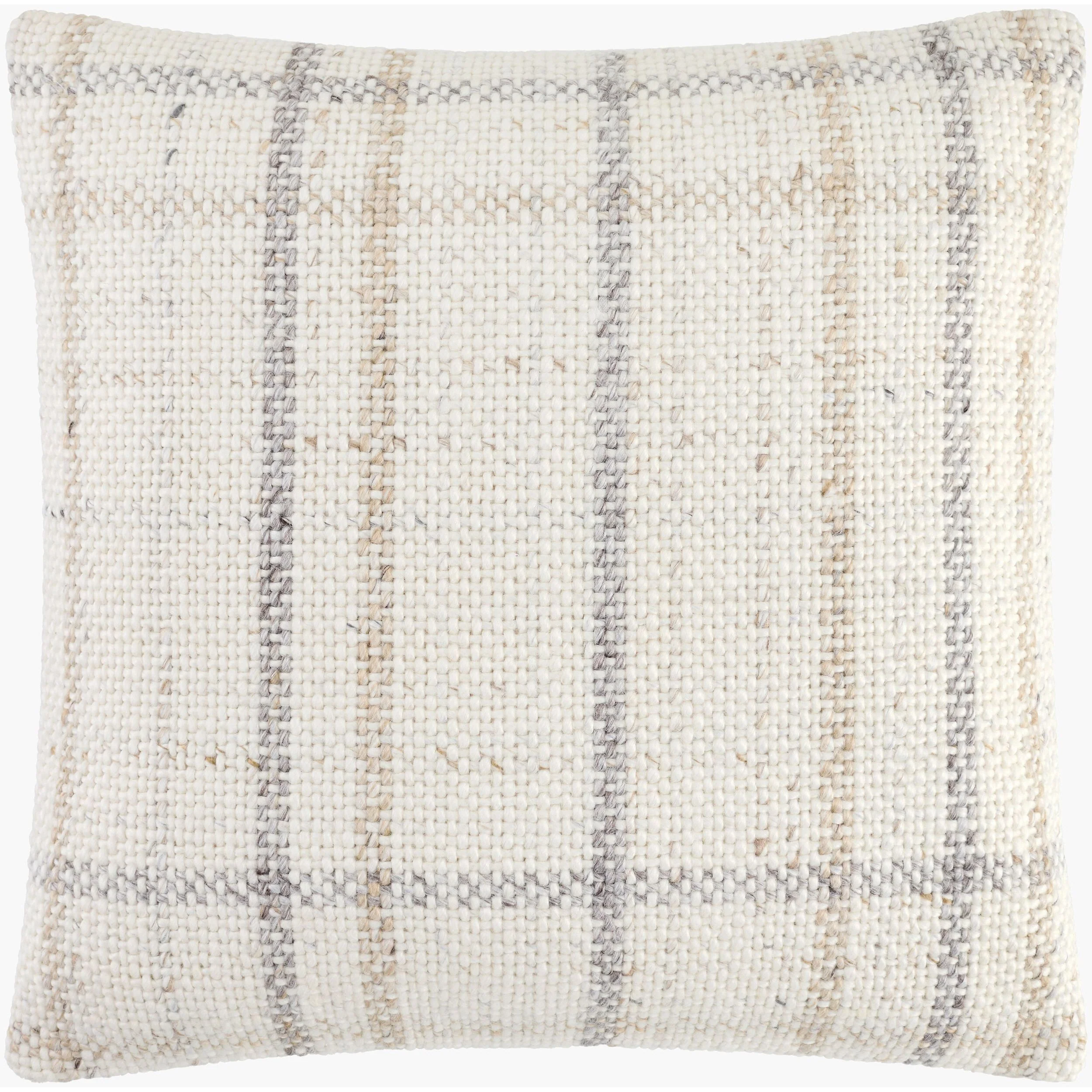 Becki Owens x LIVABLISS Amaya Pillow in Cream with Taupe and Gray Plaid - Image 2