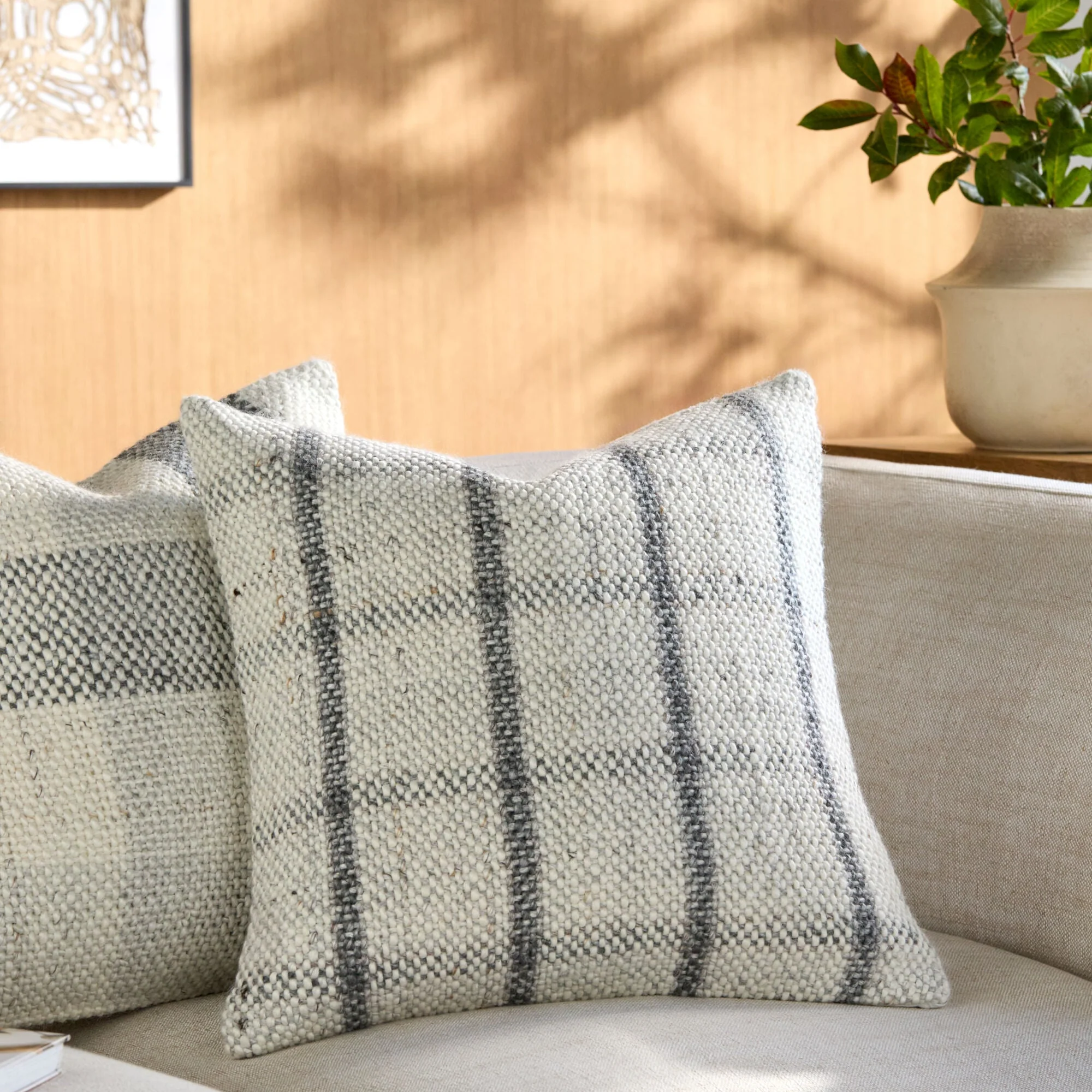 Becki Owens x LIVABLISS Amaya Pillow in Dove Gray Plaid