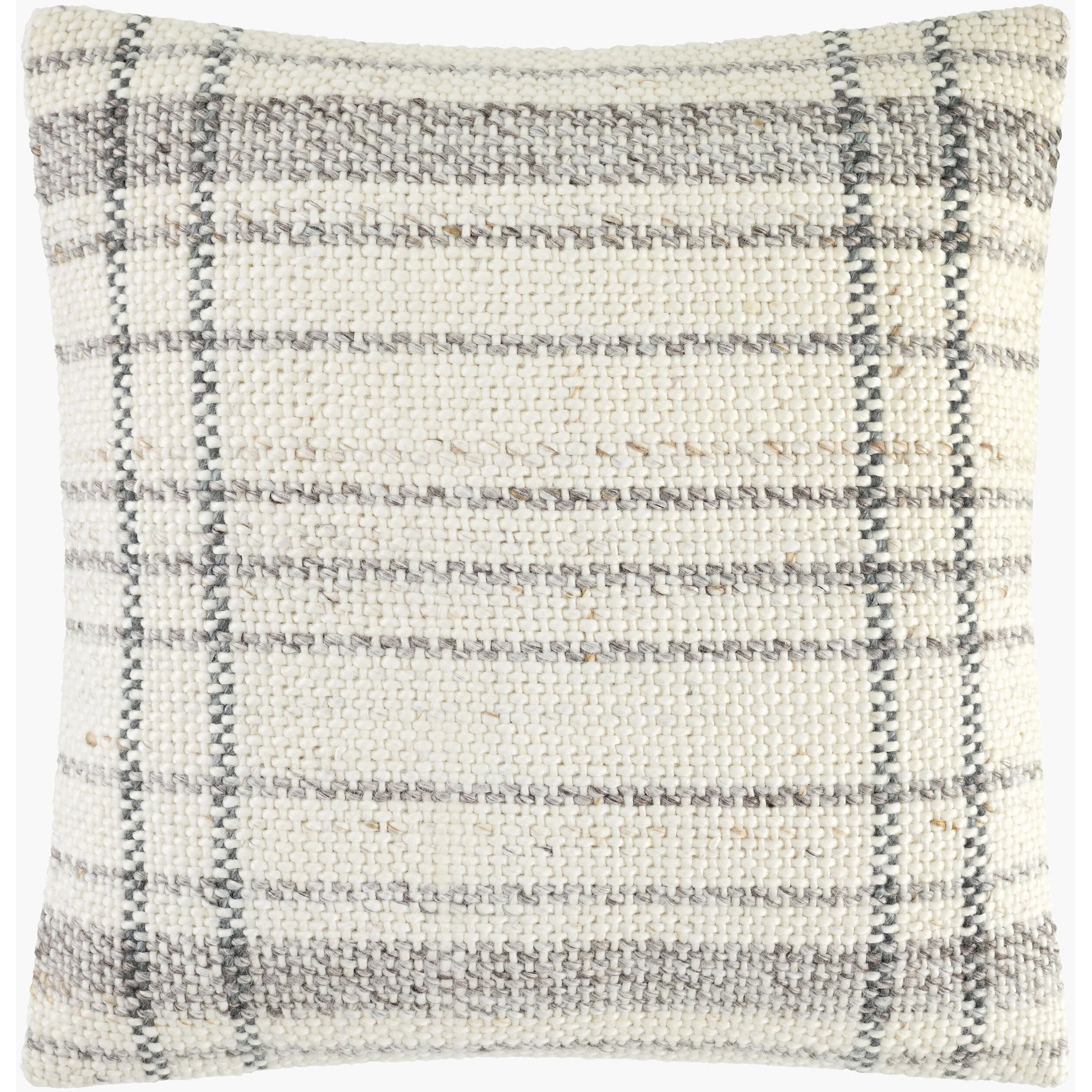 Becki Owens x LIVABLISS Amaya Pillow in Cream with Slate and Charcoal Gray Plaid - Image 2