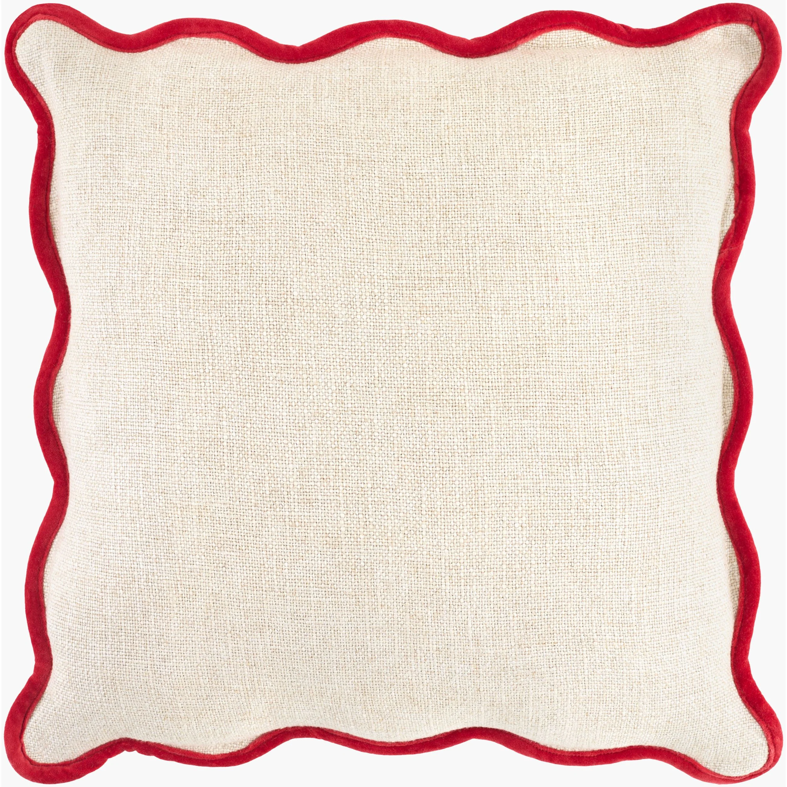 Becki Owens x LIVABLISS Caliza Scalloped Pillow with Scarlet Trim - Image 2